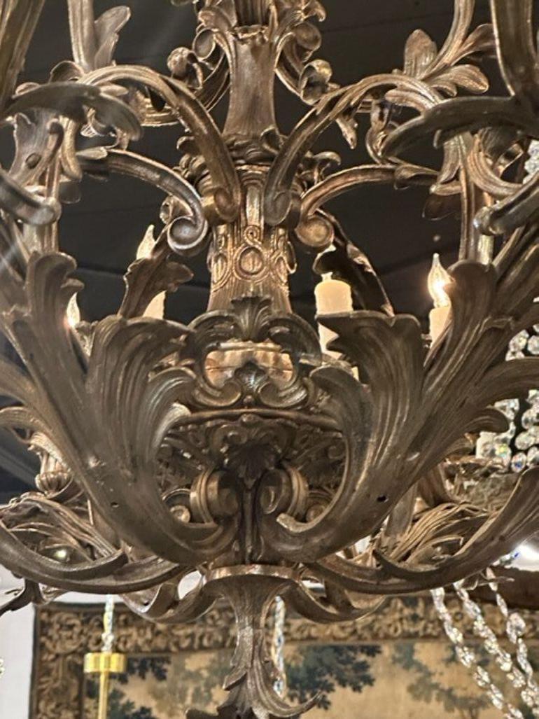 19th Century French Rococo Silver over Bronze 24 Light Chandelier For Sale 2