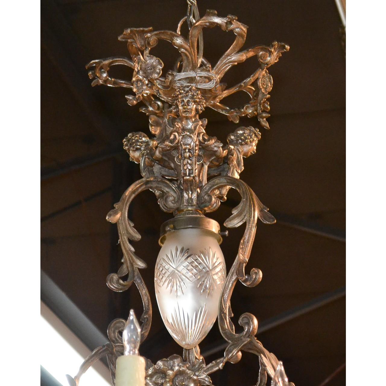 19th Century French Rococo Silvered Bronze Chandelier In Excellent Condition For Sale In Dallas, TX