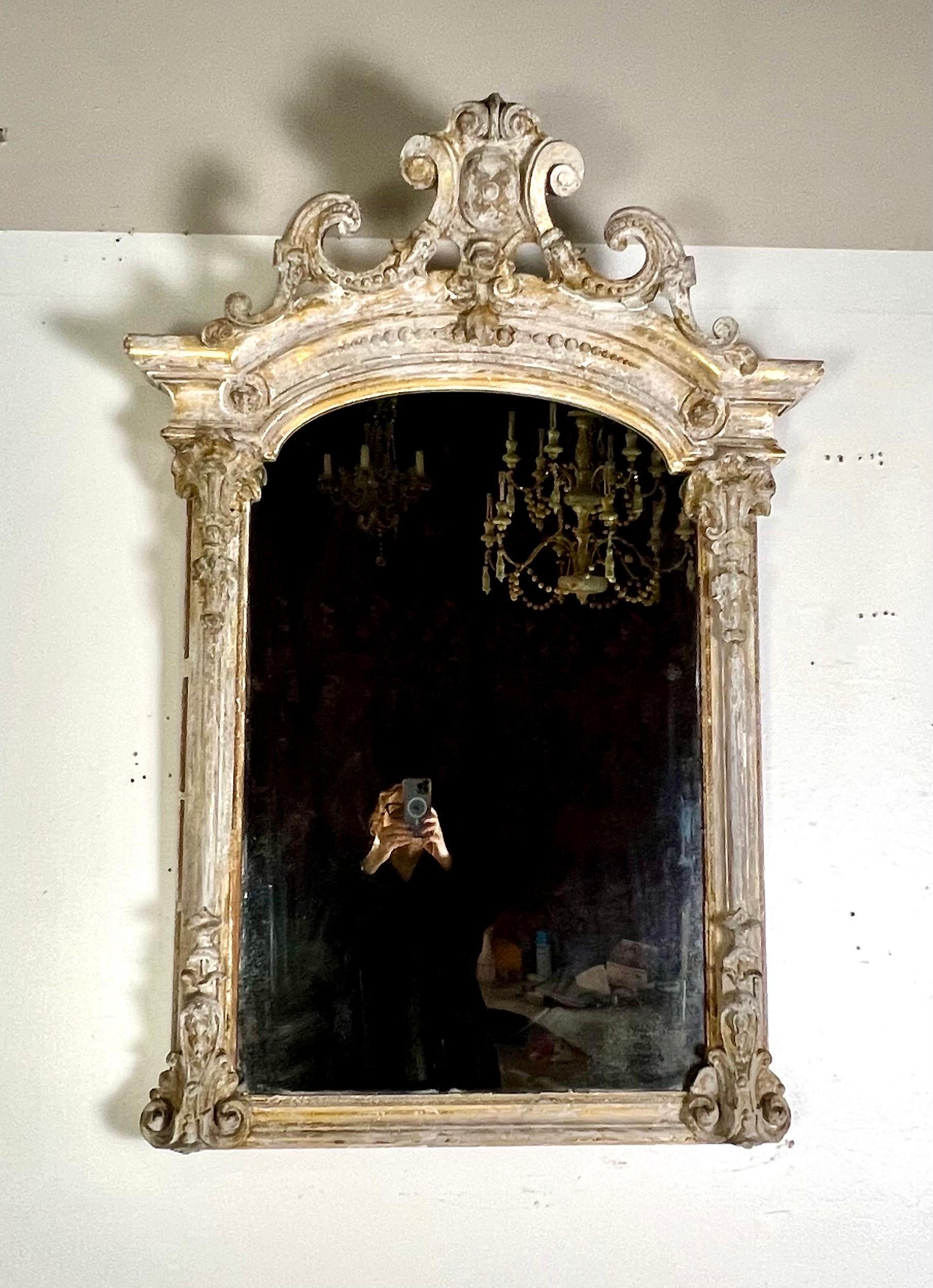 19th-Century French Rococo Style Painted Mirror For Sale 6