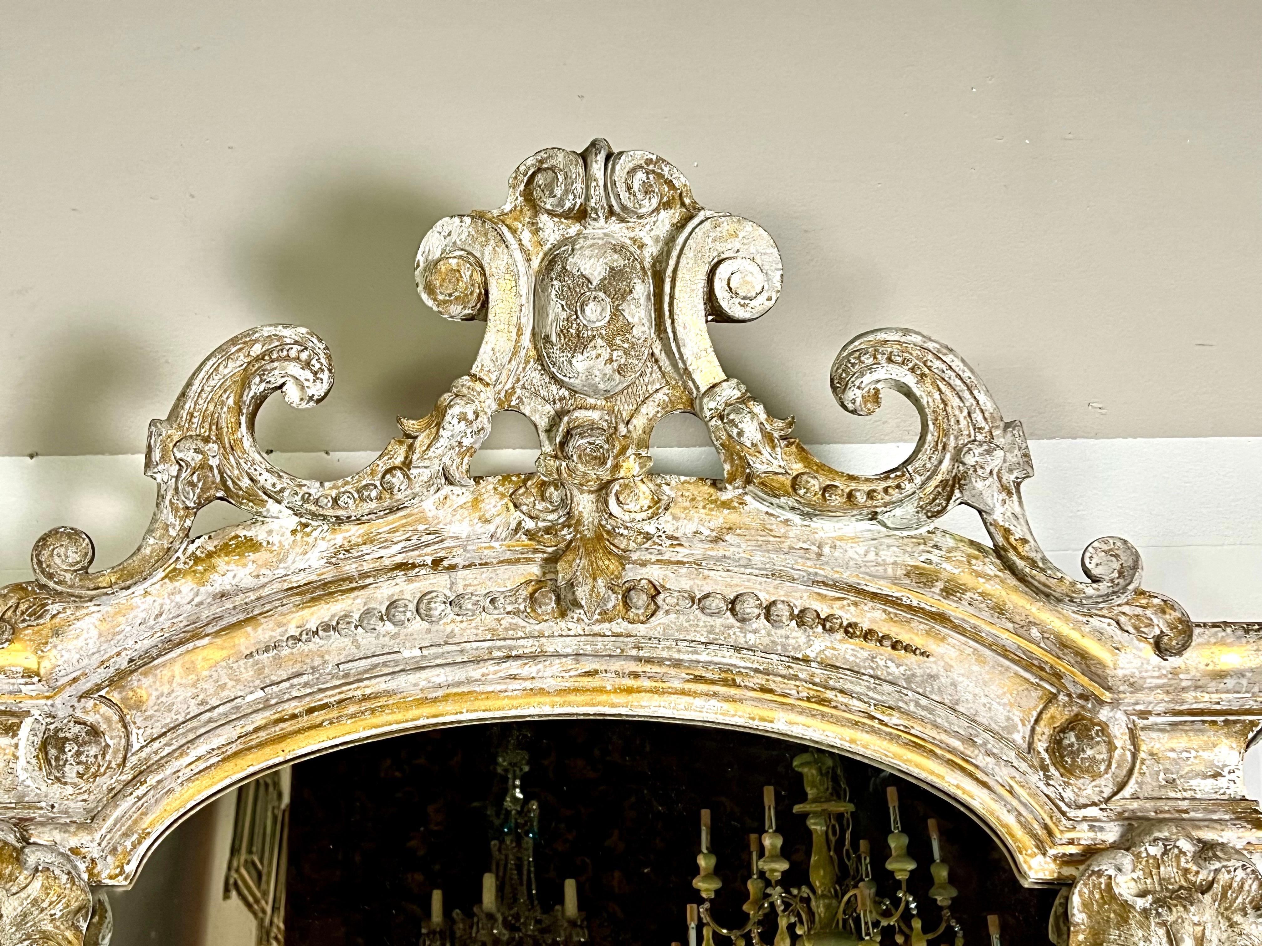 19th-Century French Rococo Style Painted Mirror For Sale 7