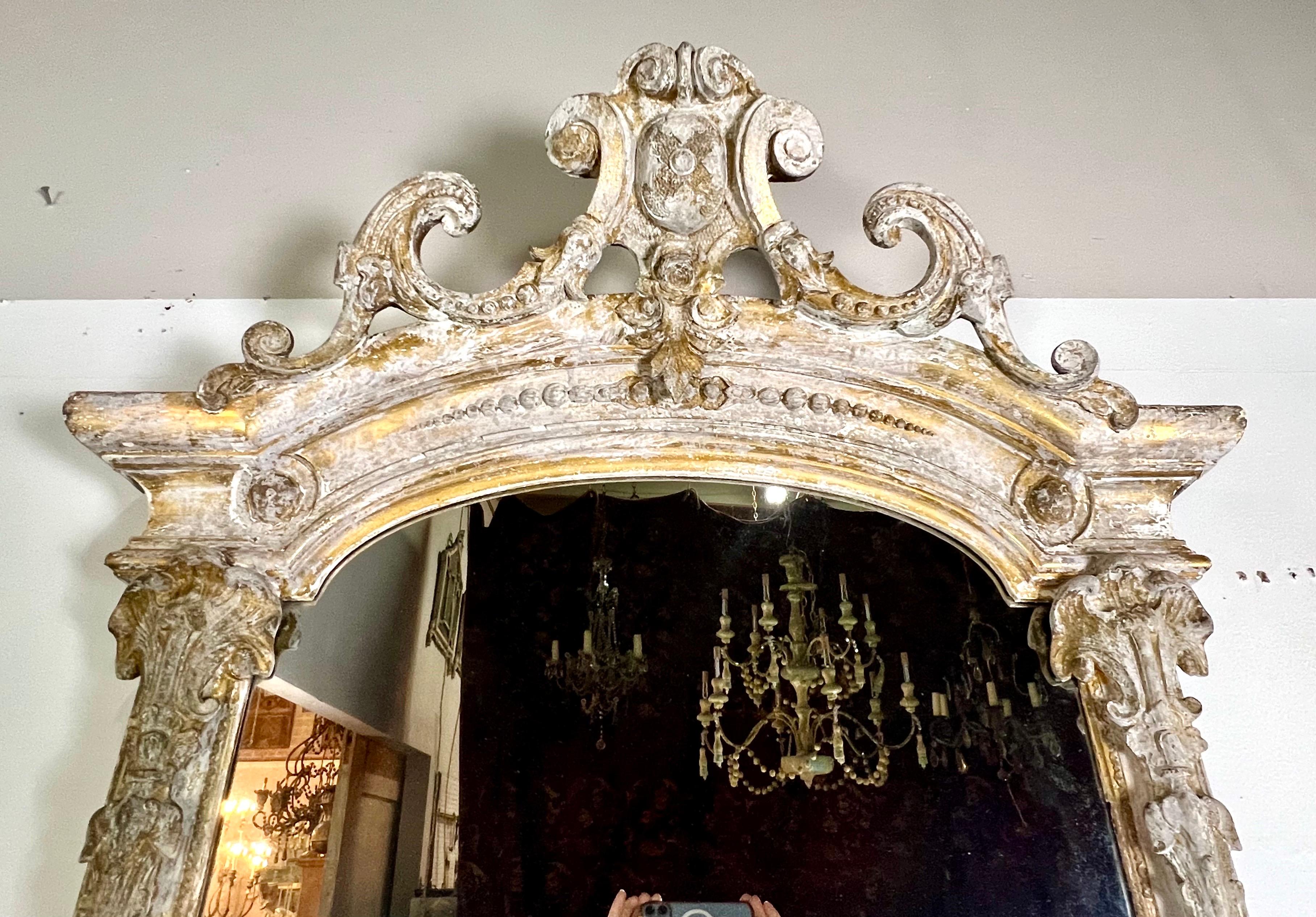 19th-Century French Rococo Style Painted Mirror For Sale 8
