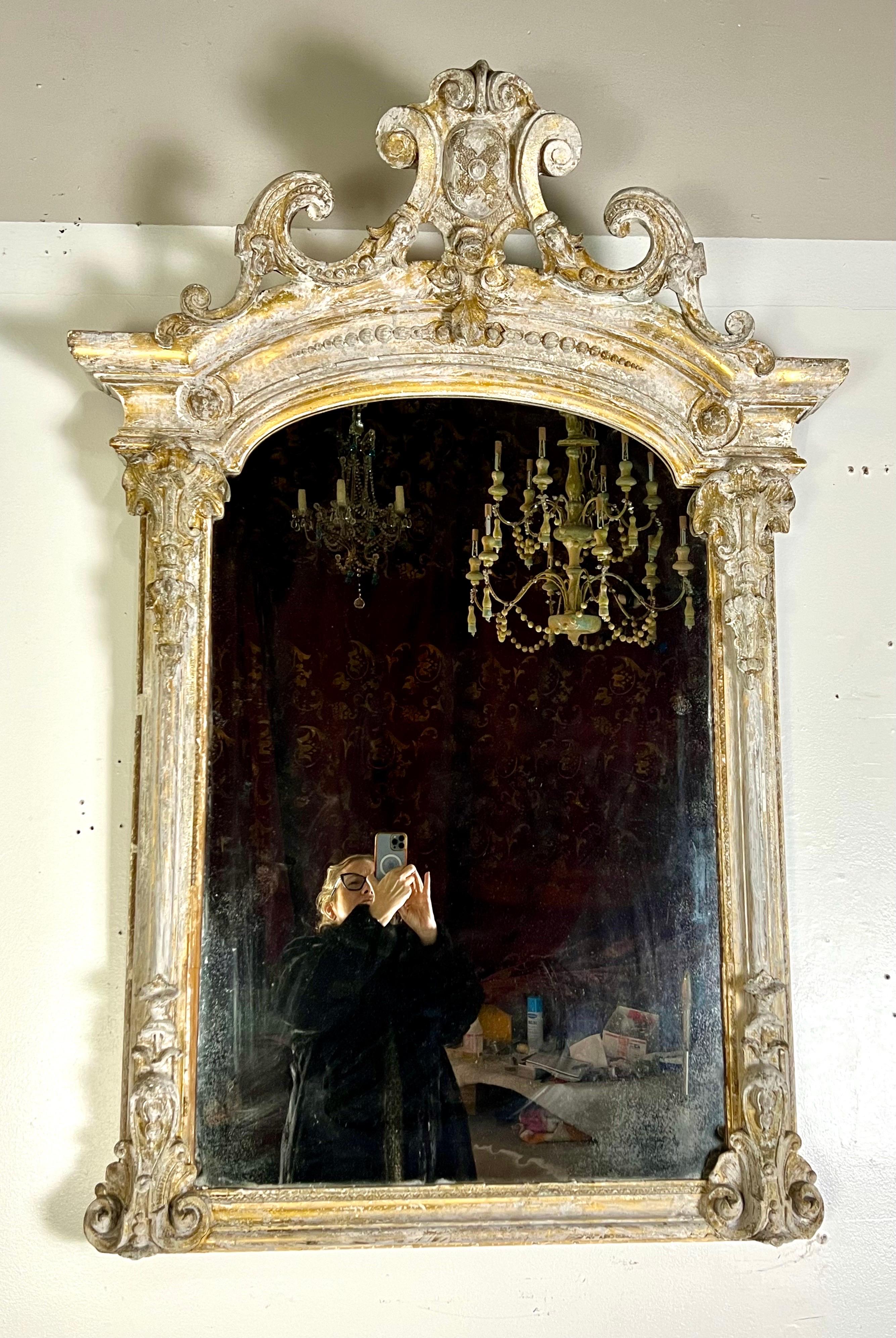 19th-Century French Rococo Style Painted Mirror For Sale 9