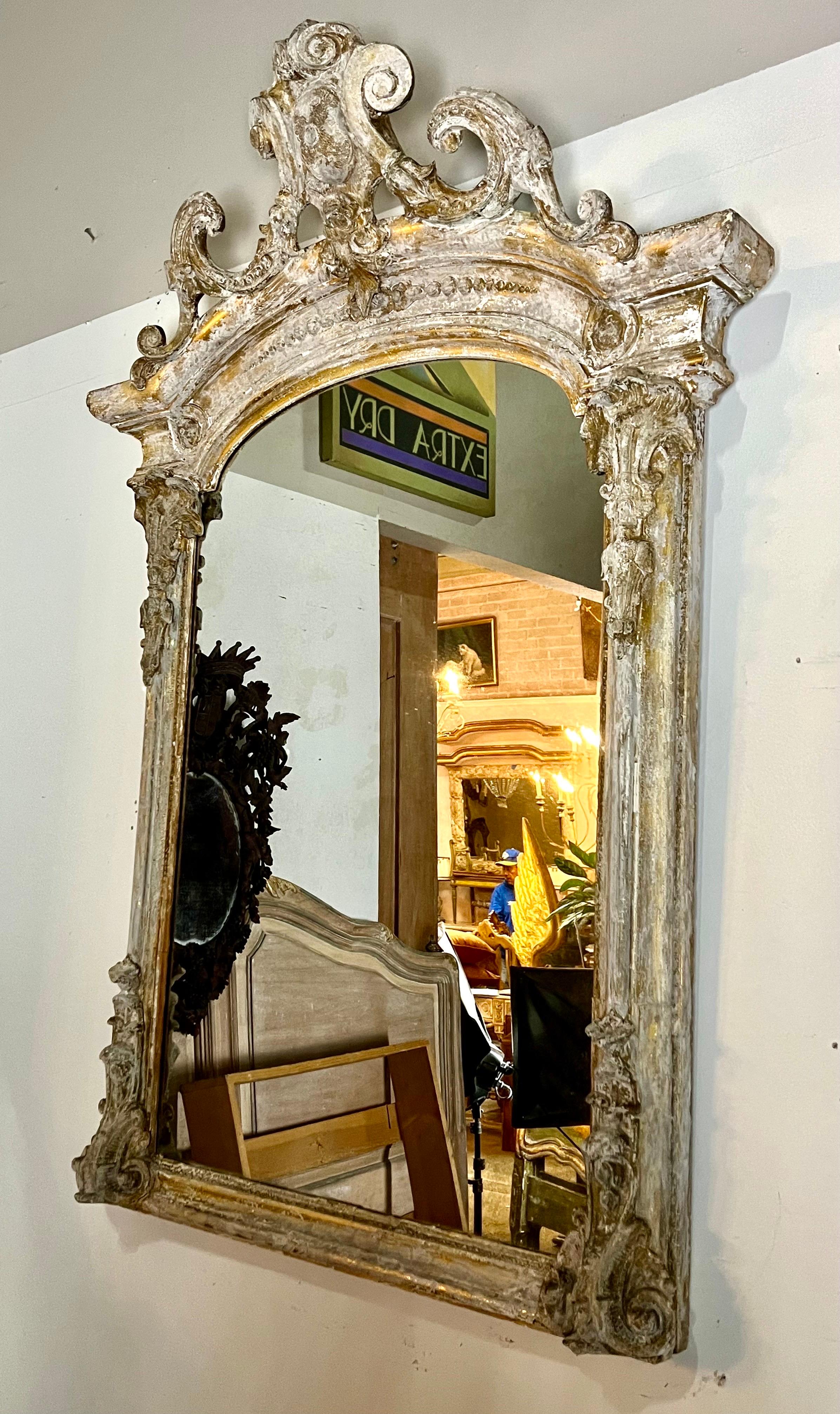 19th-Century French Rococo Style Painted Mirror For Sale 10