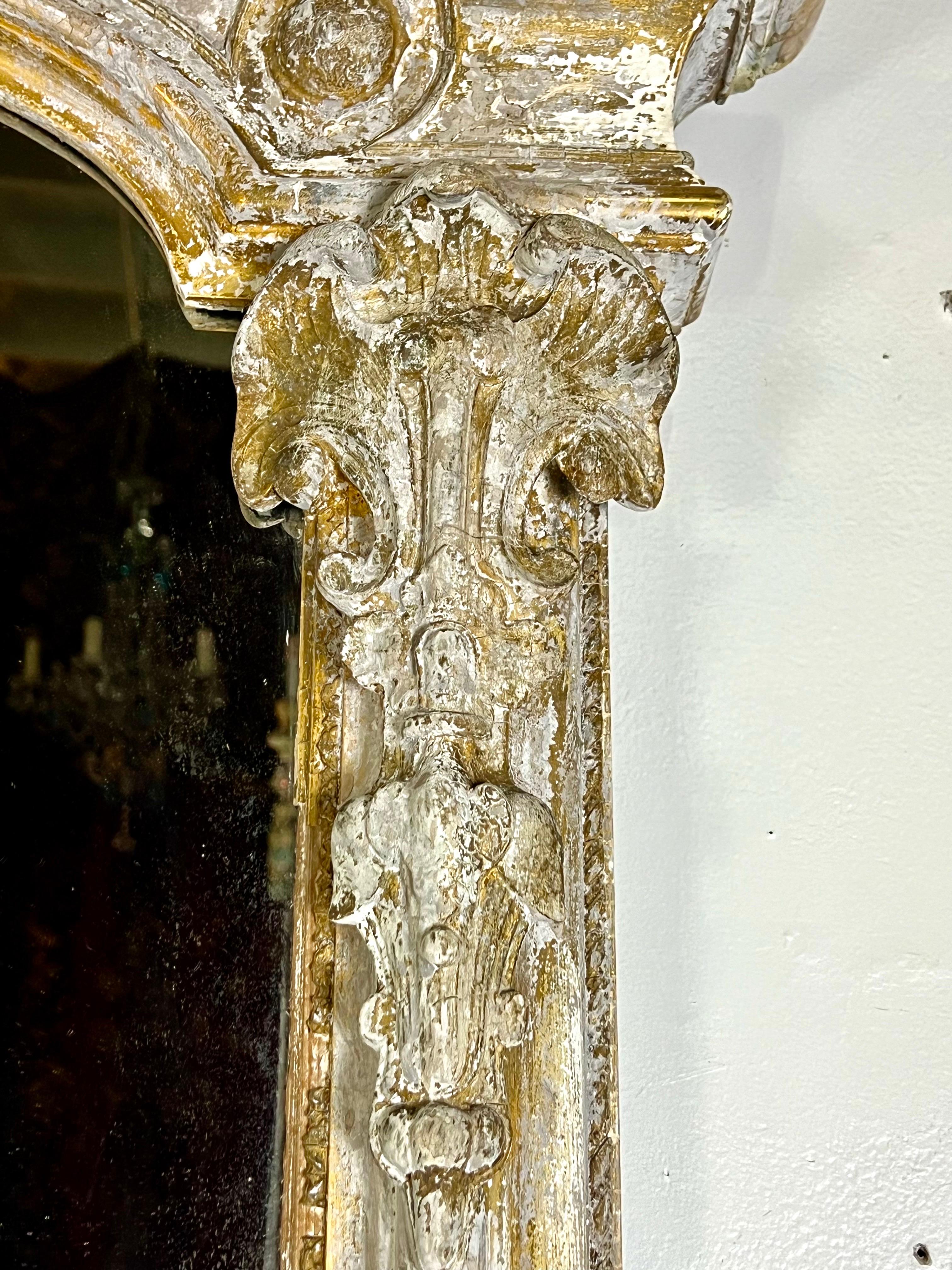 19th-Century French Rococo Style Painted Mirror For Sale 2
