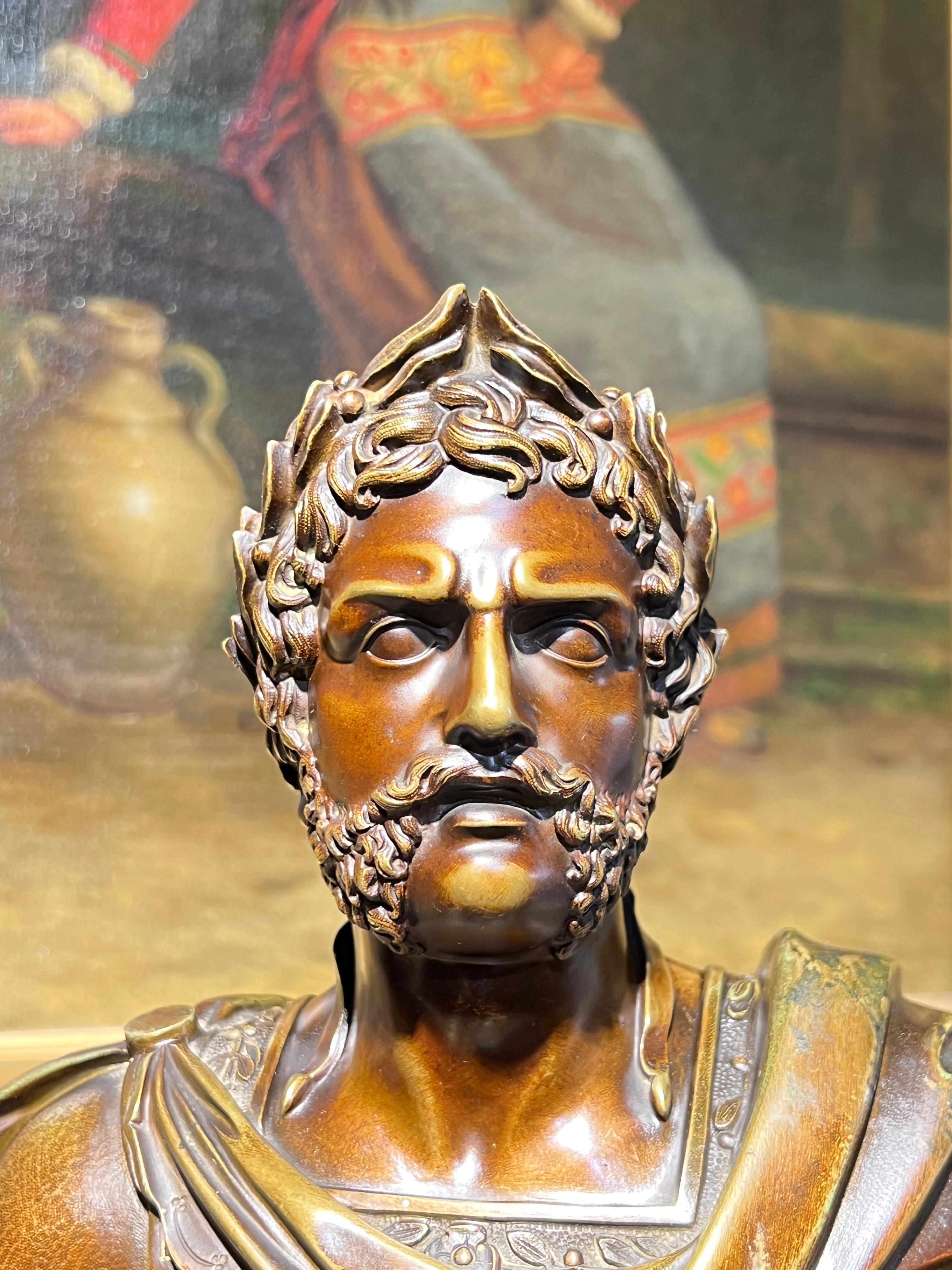 19th Century French Roman Neoclassical Bronze Mantel Clock 7