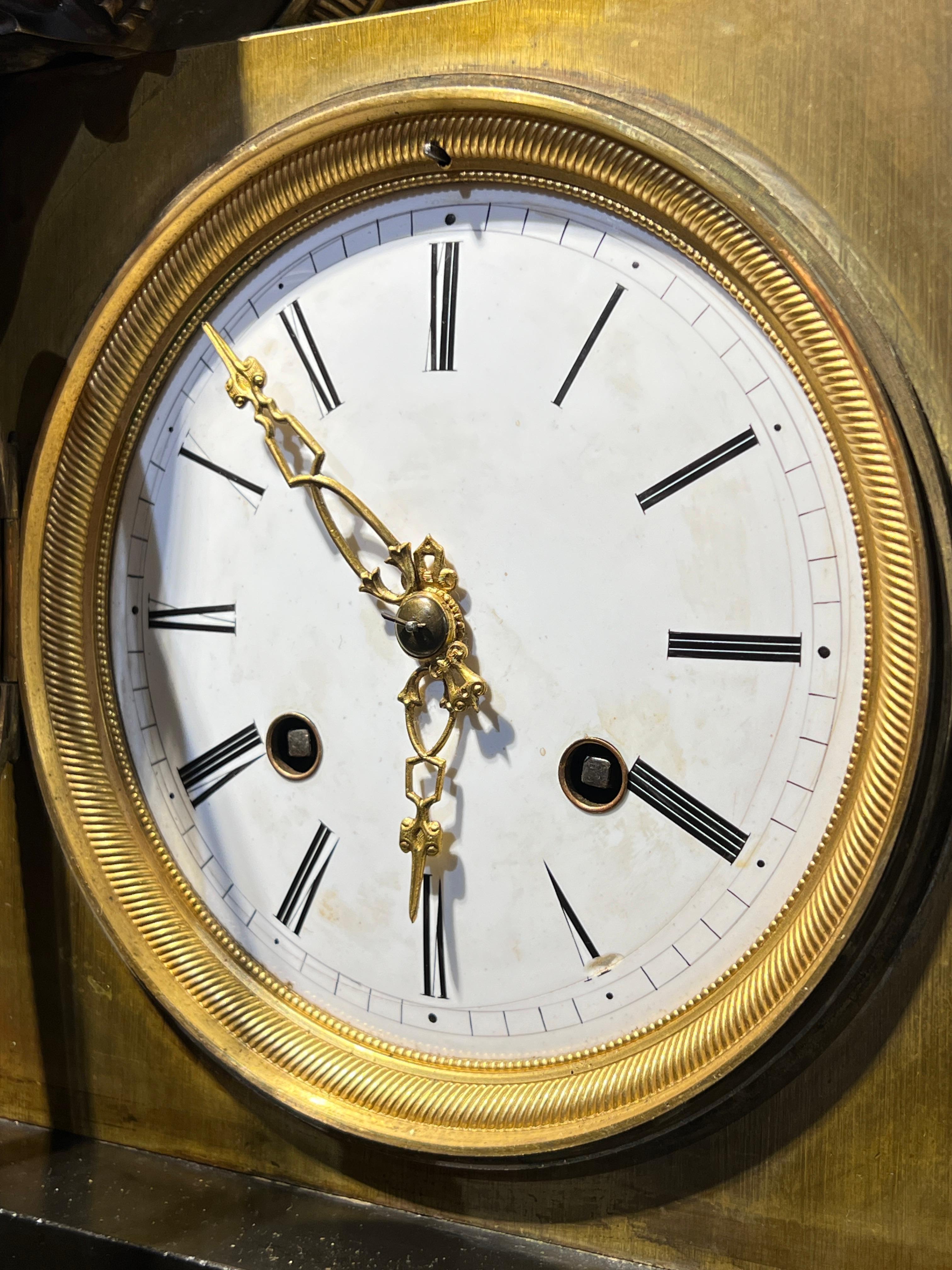 19th Century French Roman Neoclassical Bronze Mantel Clock 10