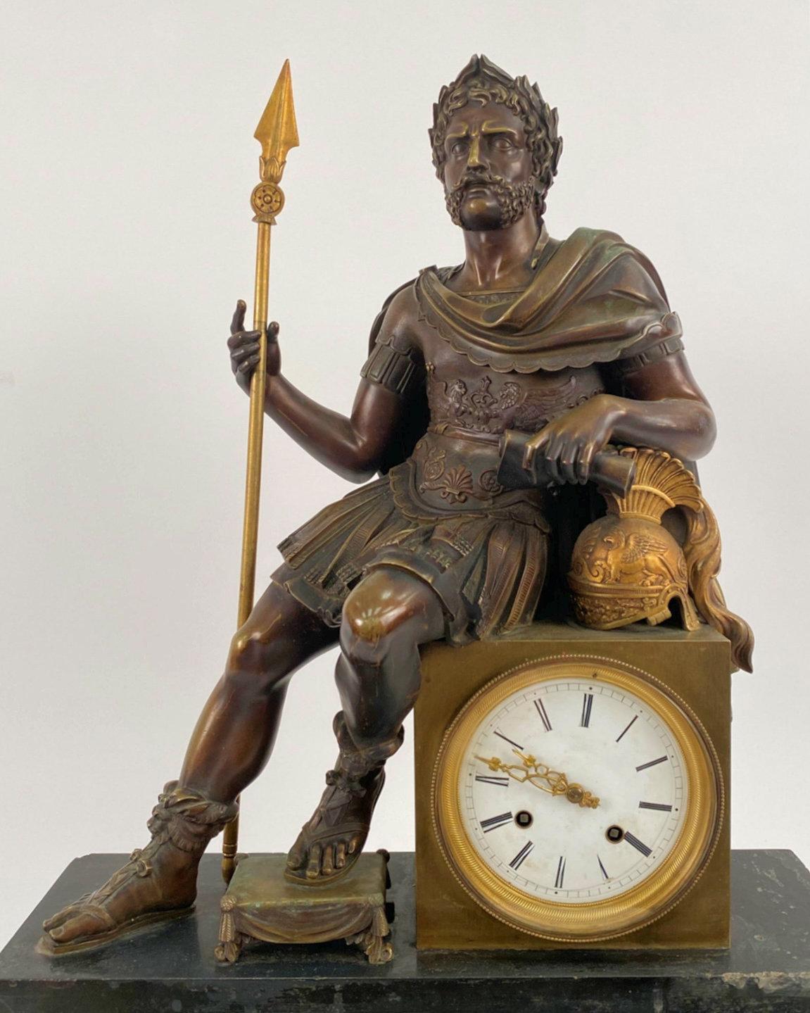 19th Century French Roman Neoclassical Bronze Mantel Clock 15