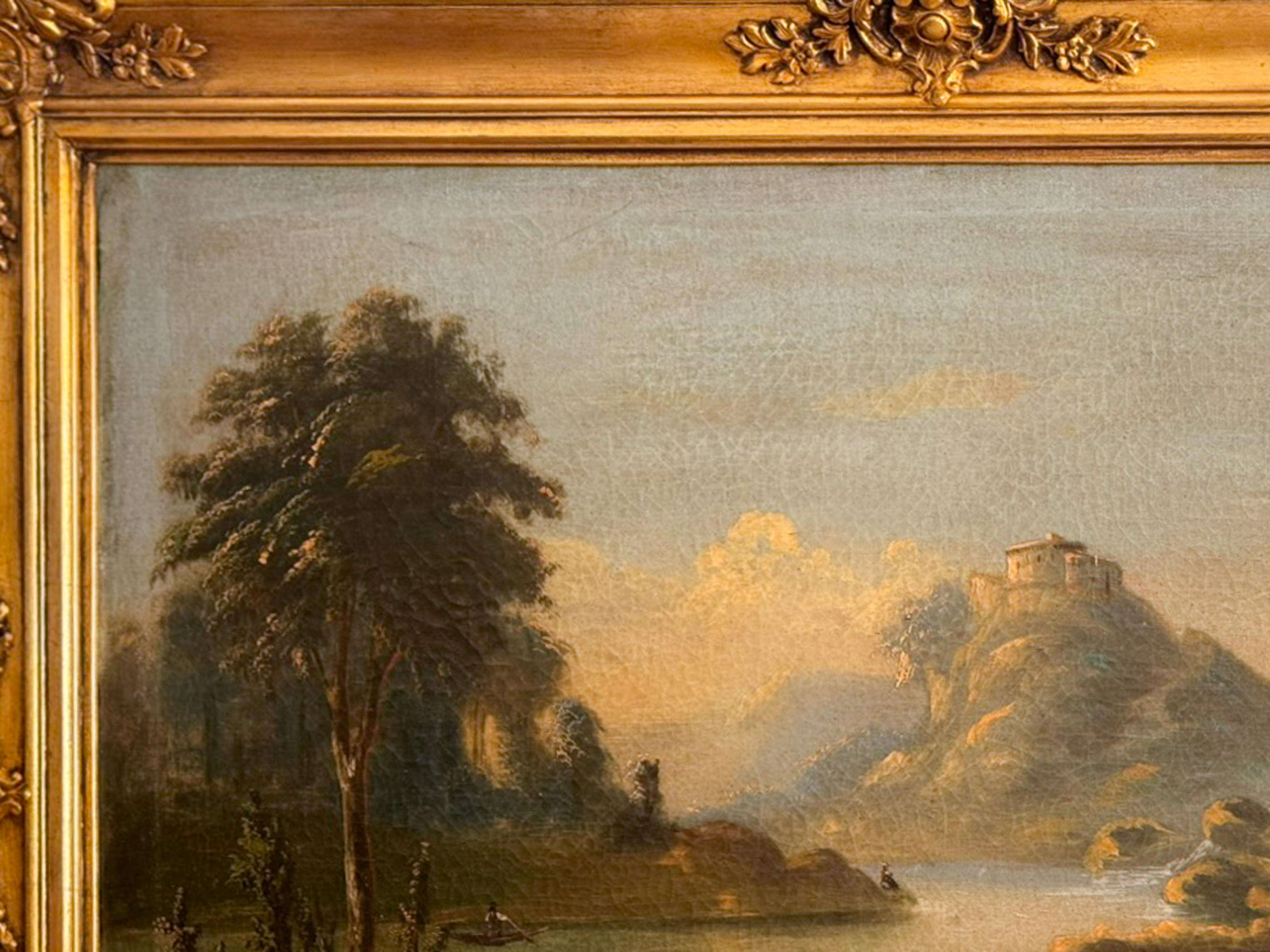 19th Century 19th century, French Romantic Landscape Painting, Signed For Sale