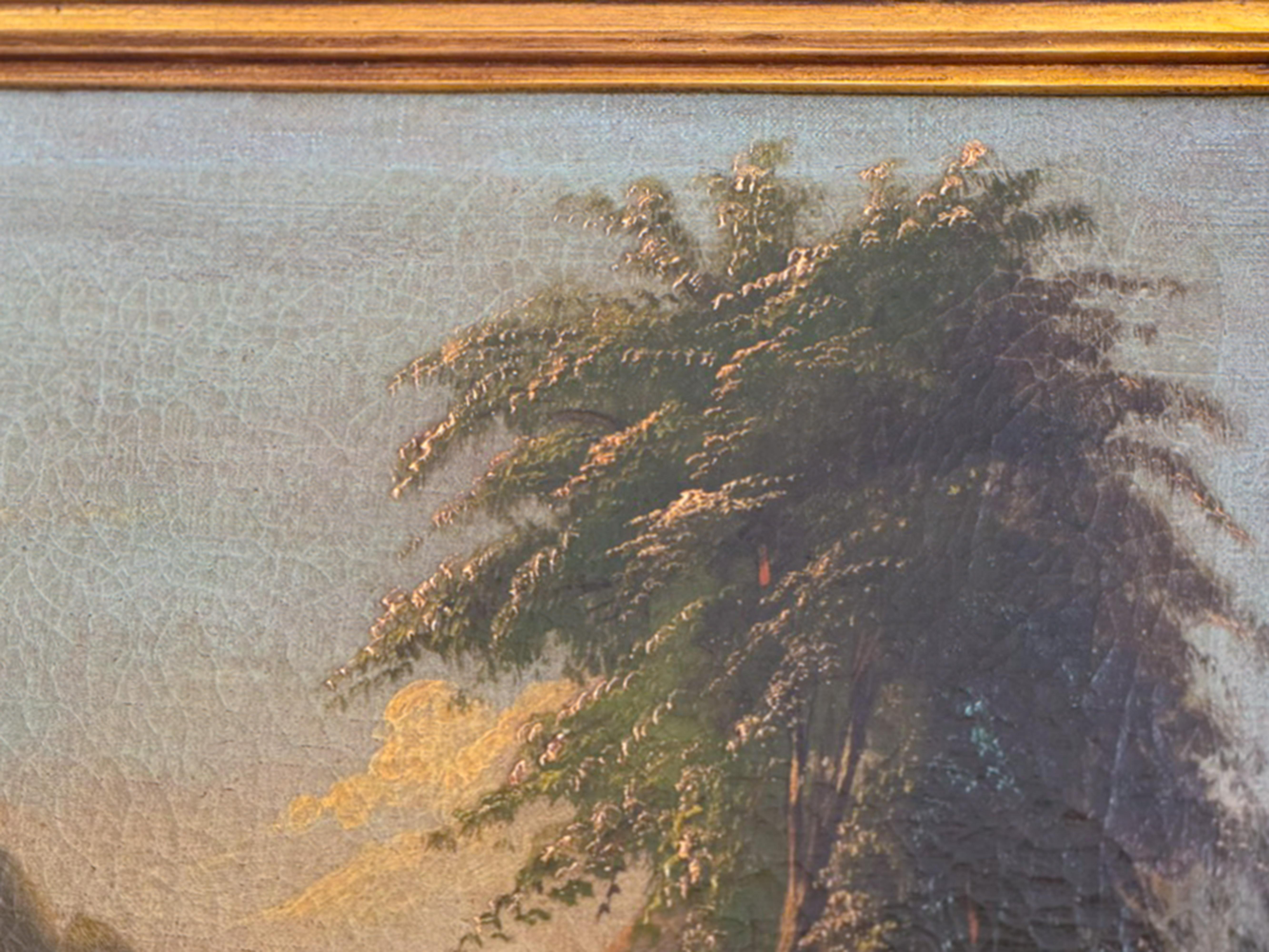 19th century, French Romantic Landscape Painting, Signed For Sale 1