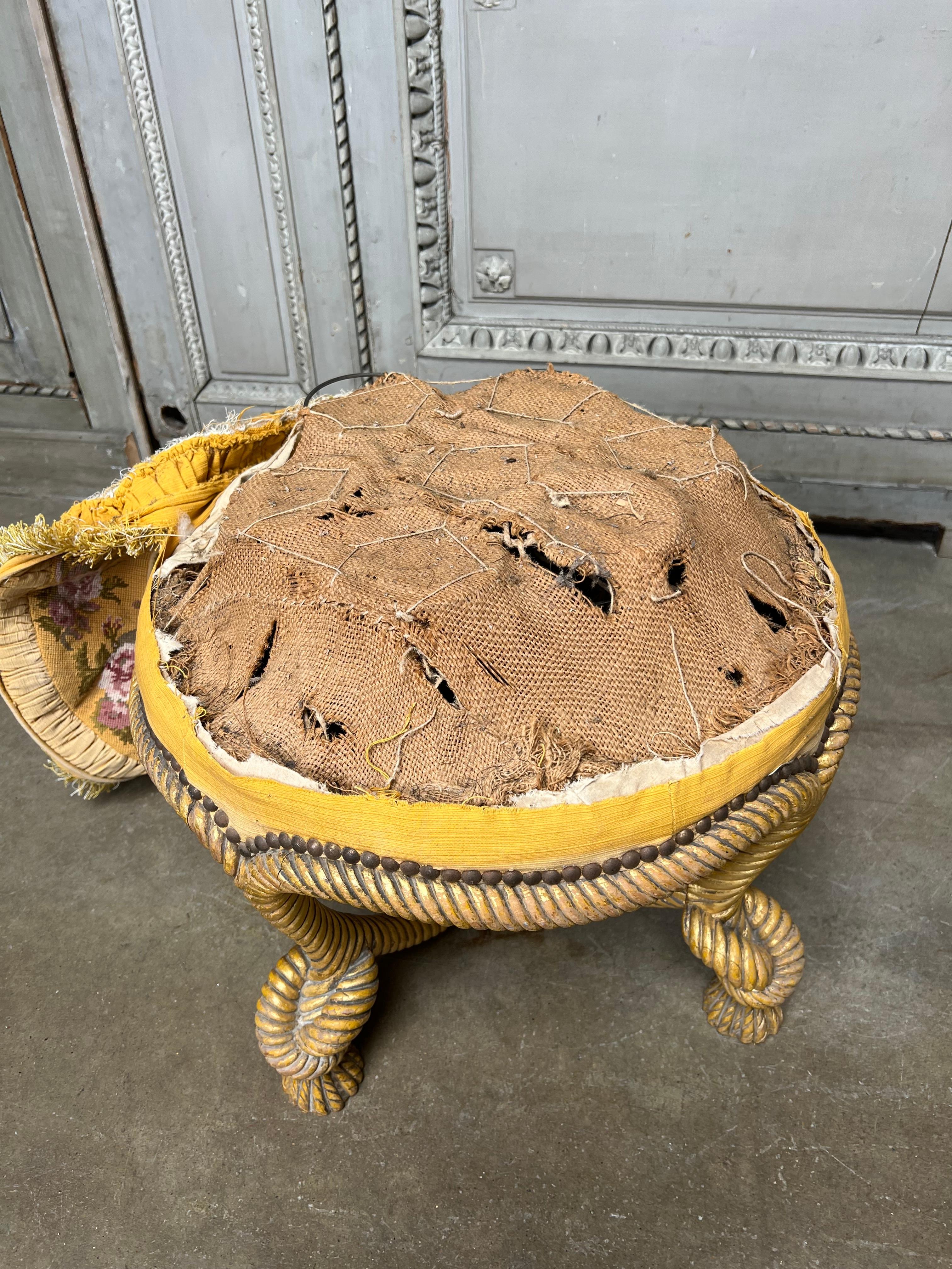 19th Century French Rope Pouf in a Gilt Finish For Sale 6