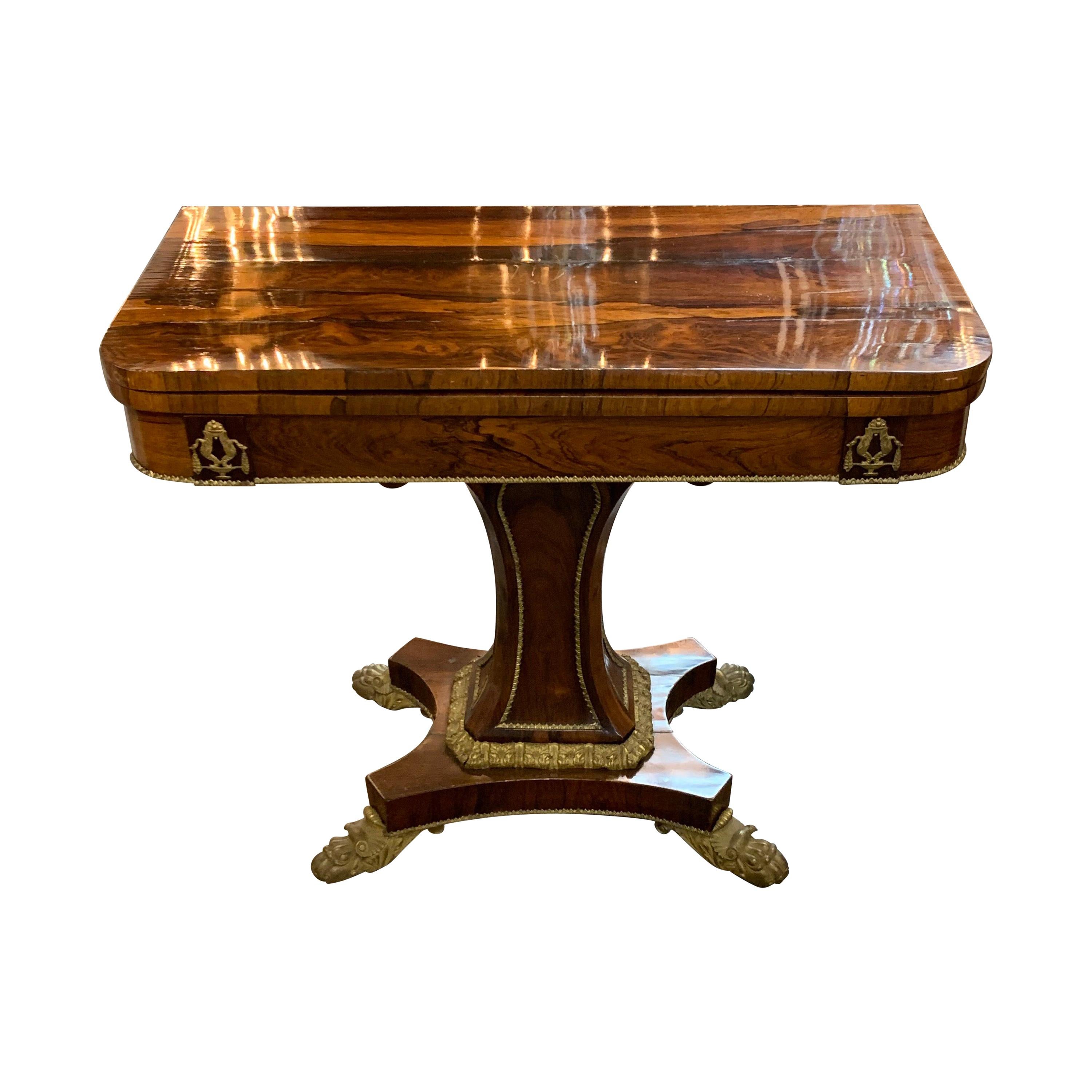 19th Century French Rosewood and Gilt Bronze Mounted Game Table