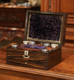 Portagioie da viaggio francese del XIX secolo in palissandro e madreperla