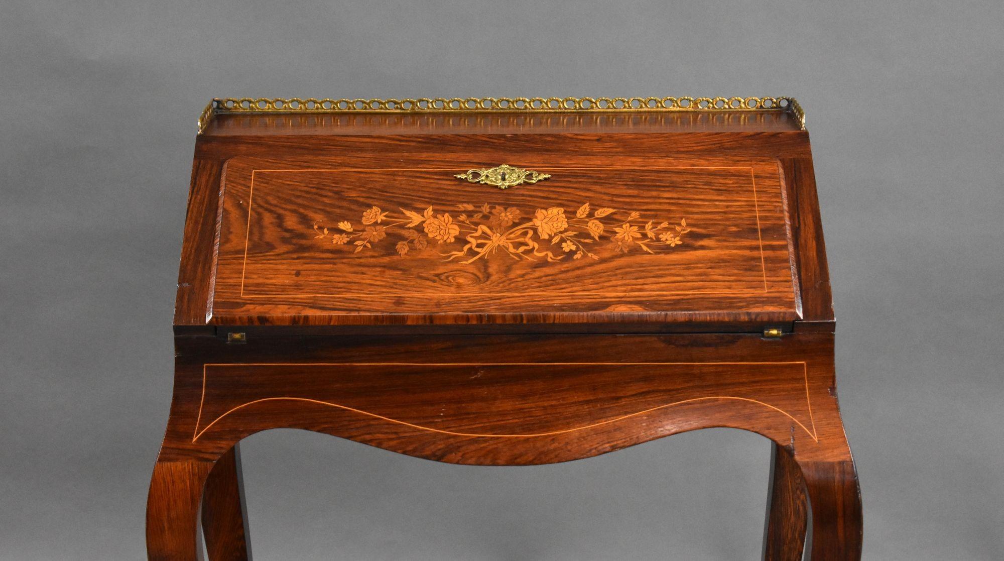 19th Century French Rosewood Bureau De Dame In Good Condition For Sale In Chelmsford, Essex