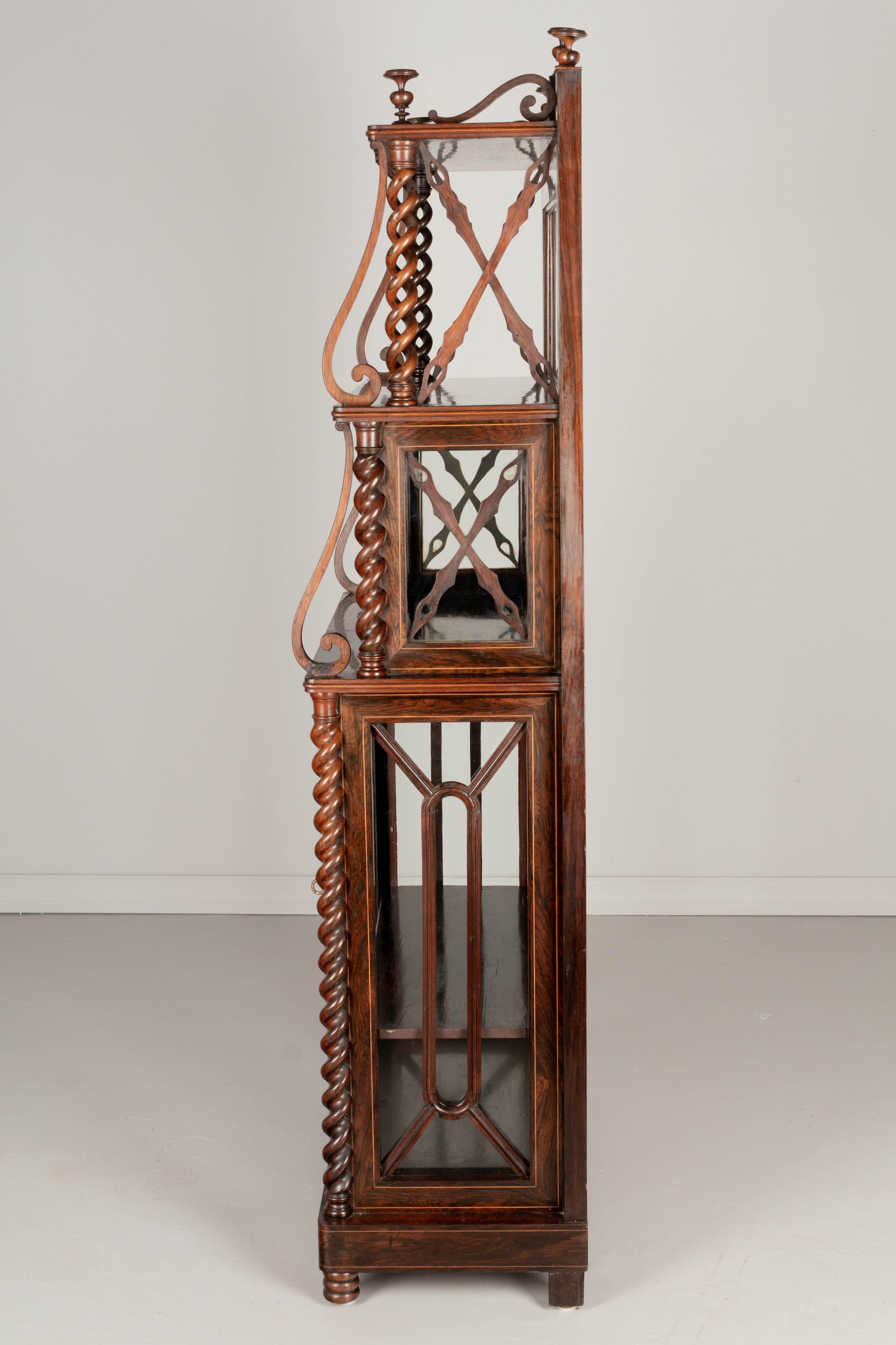 19th Century French Rosewood Etagere or Cabinet with Shelves For Sale 5