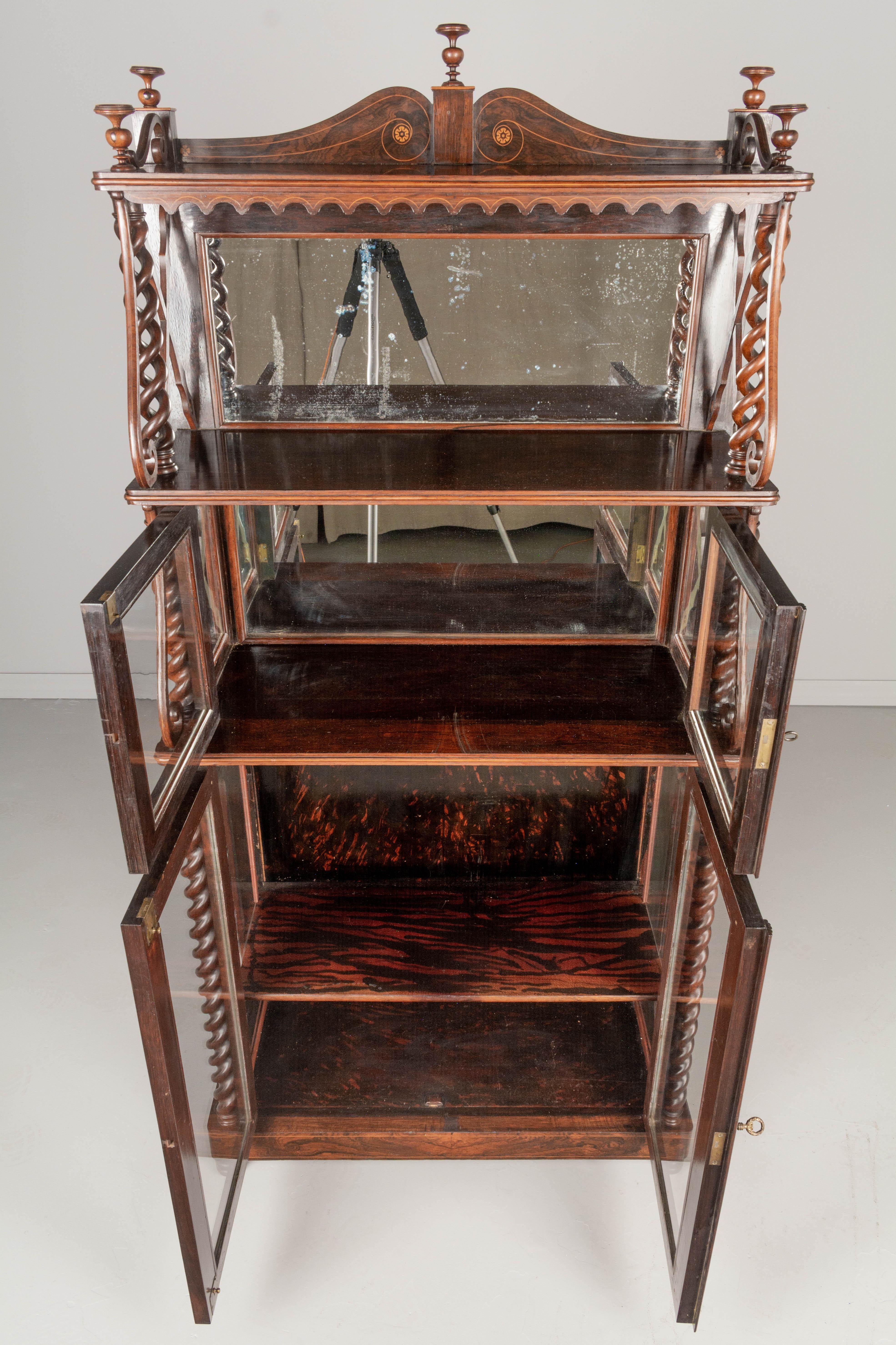 19th Century French Rosewood Etagere or Cabinet with Shelves For Sale 3