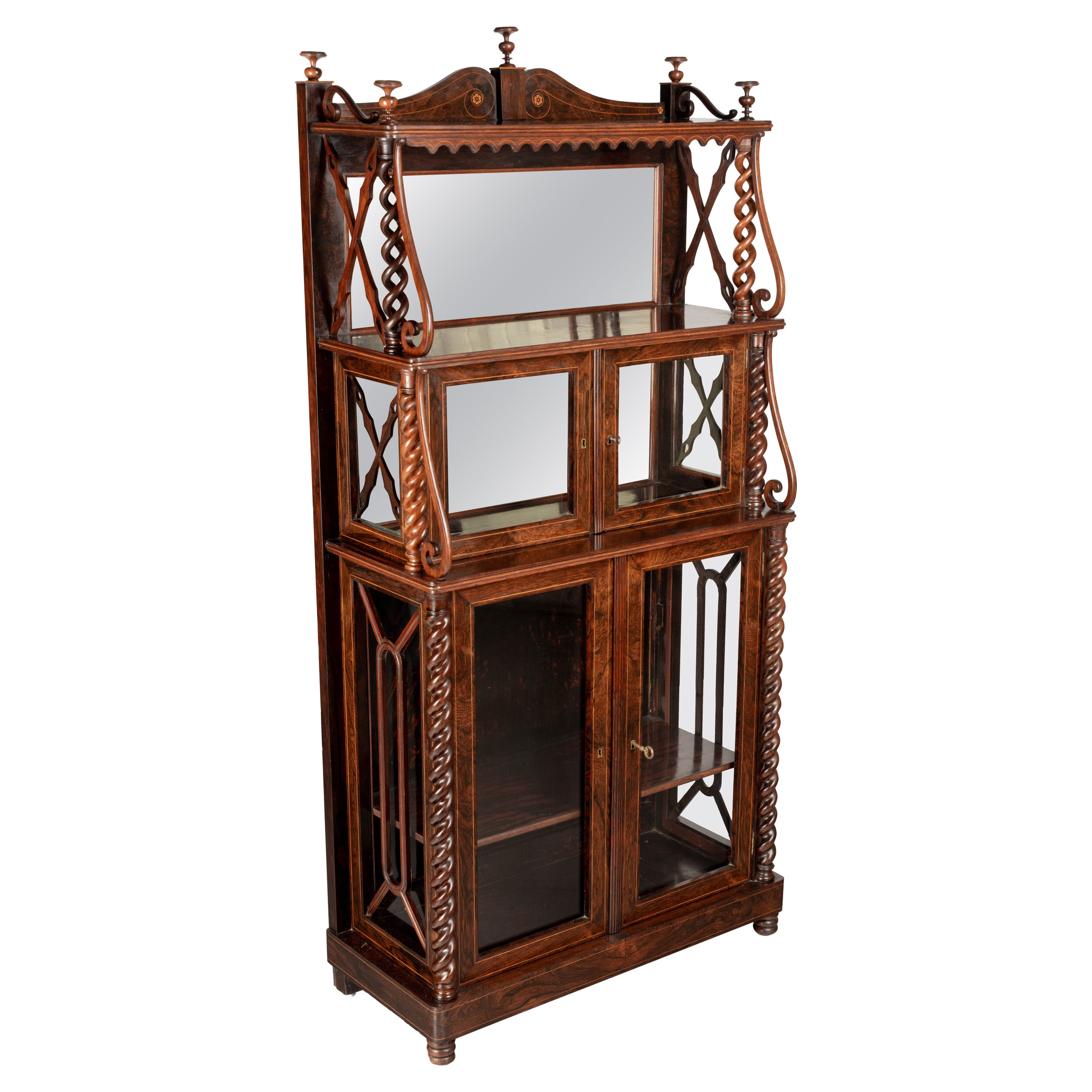 Étagère ou meuble de rangement en bois de rose français du 19ème siècle avec étagères