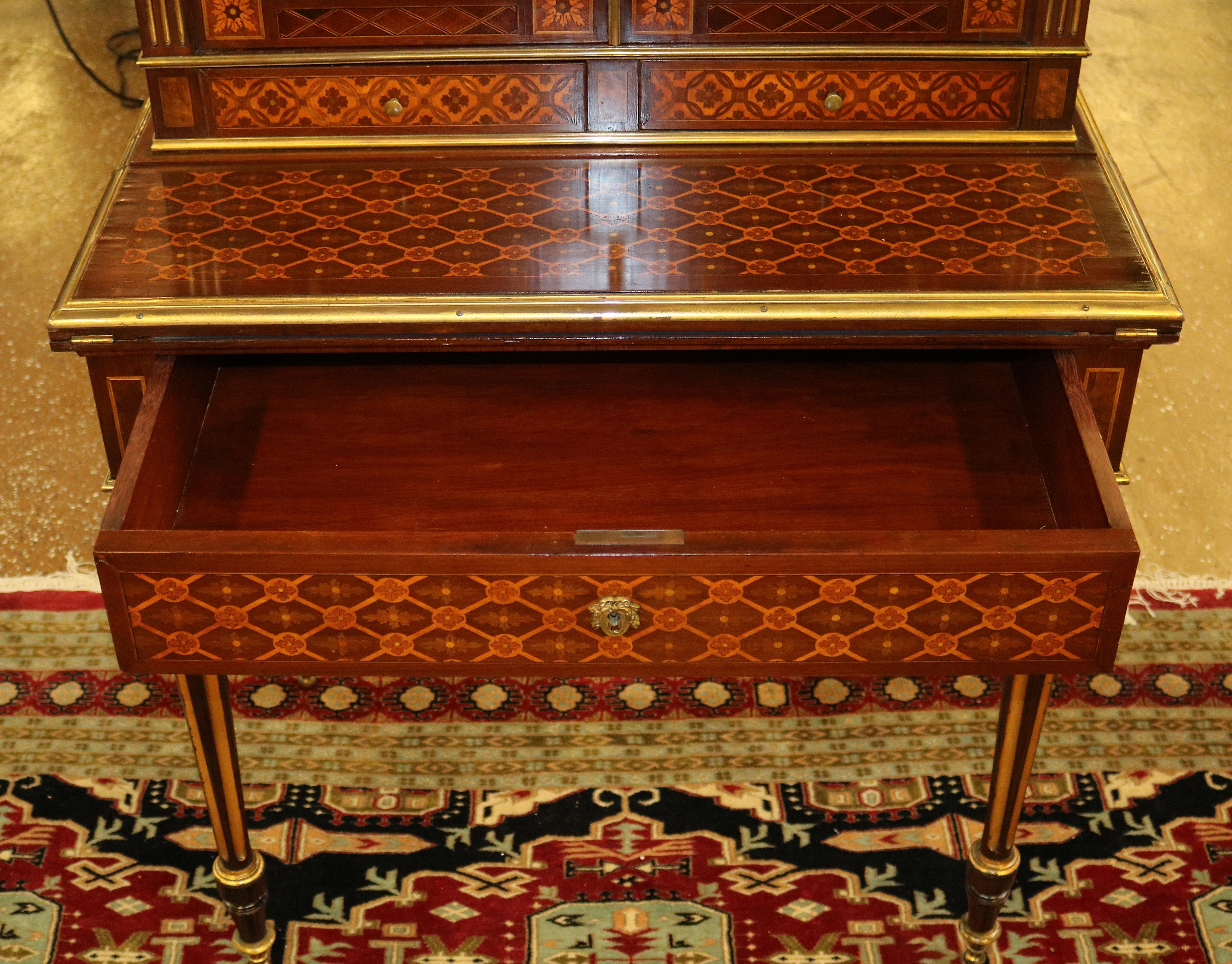 19th Century French Rosewood Inlaid Louis XVI Ladies Desk Bonheur Du Jour For Sale 8