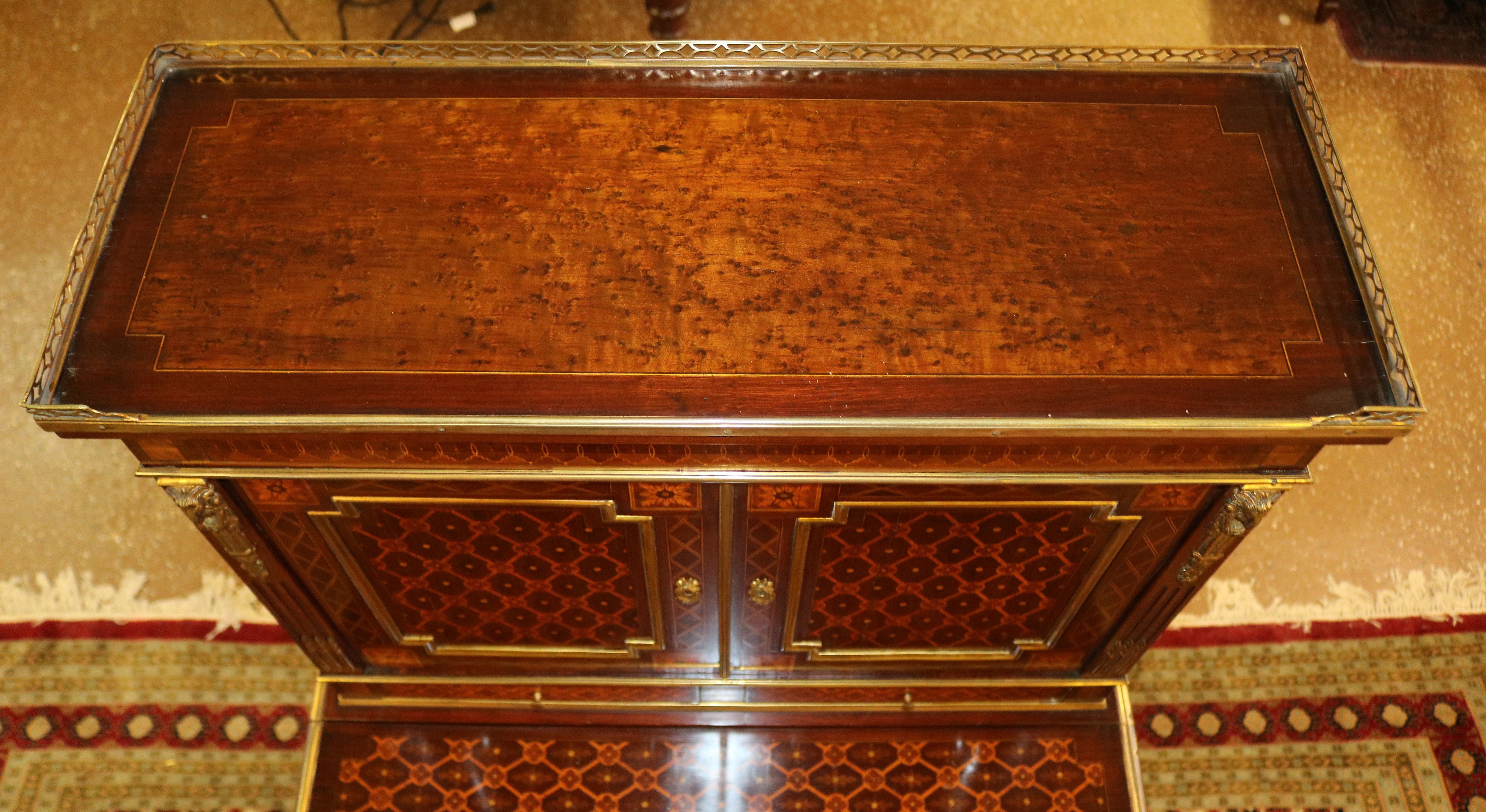 19th Century French Rosewood Inlaid Louis XVI Ladies Desk Bonheur Du Jour For Sale 12