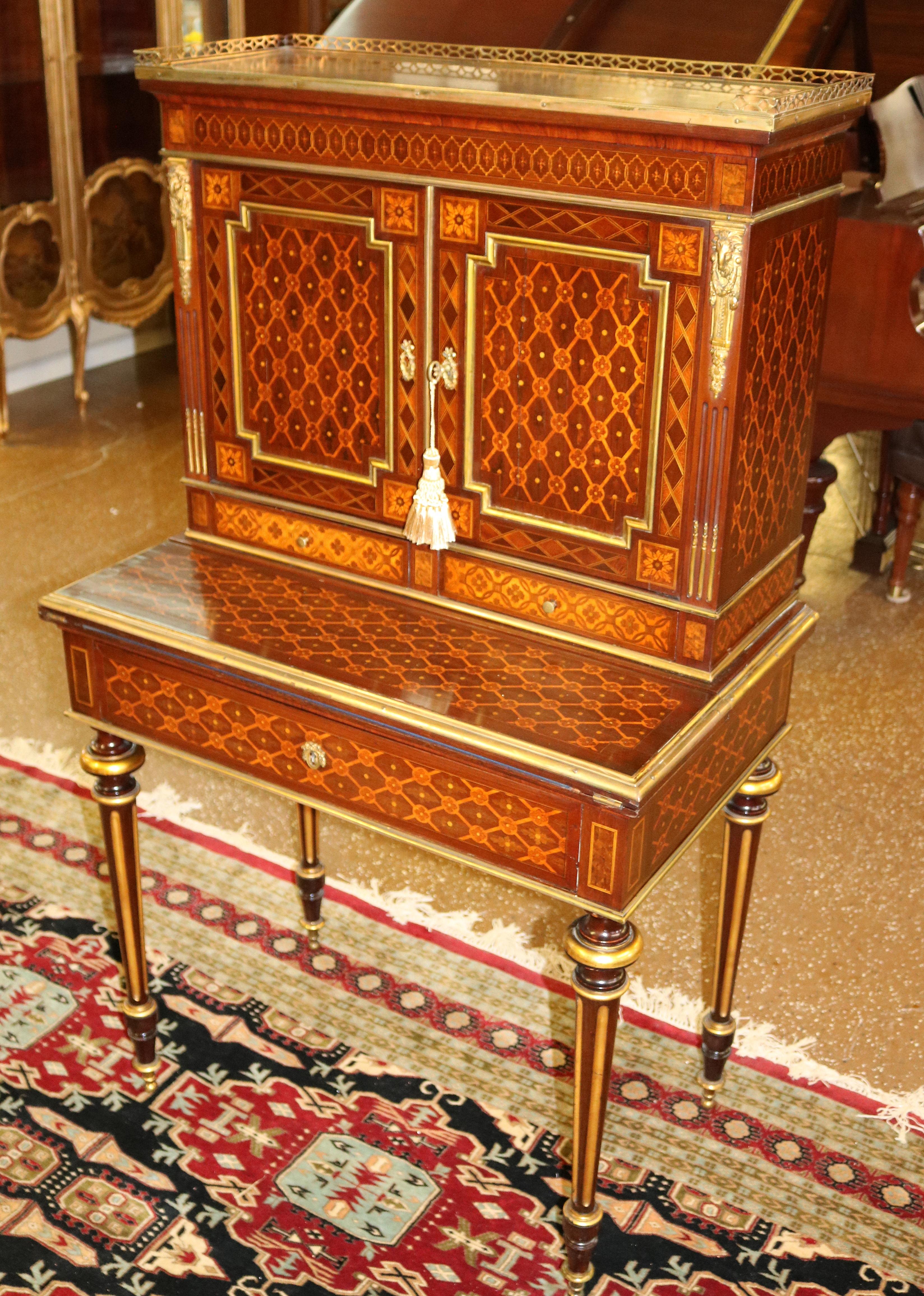 Late 19th Century 19th Century French Rosewood Inlaid Louis XVI Ladies Desk Bonheur Du Jour For Sale