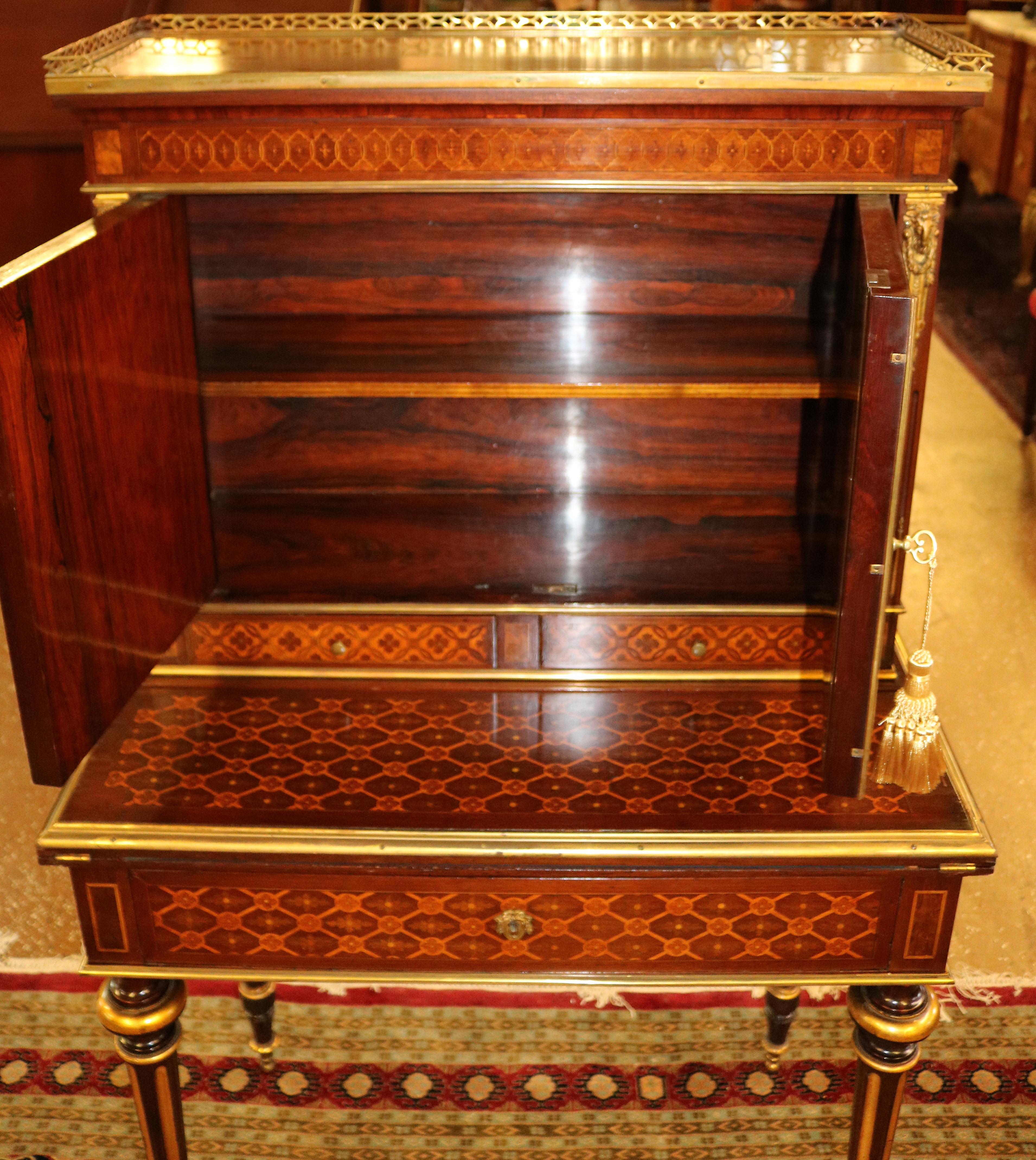 19th Century French Rosewood Inlaid Louis XVI Ladies Desk Bonheur Du Jour For Sale 3
