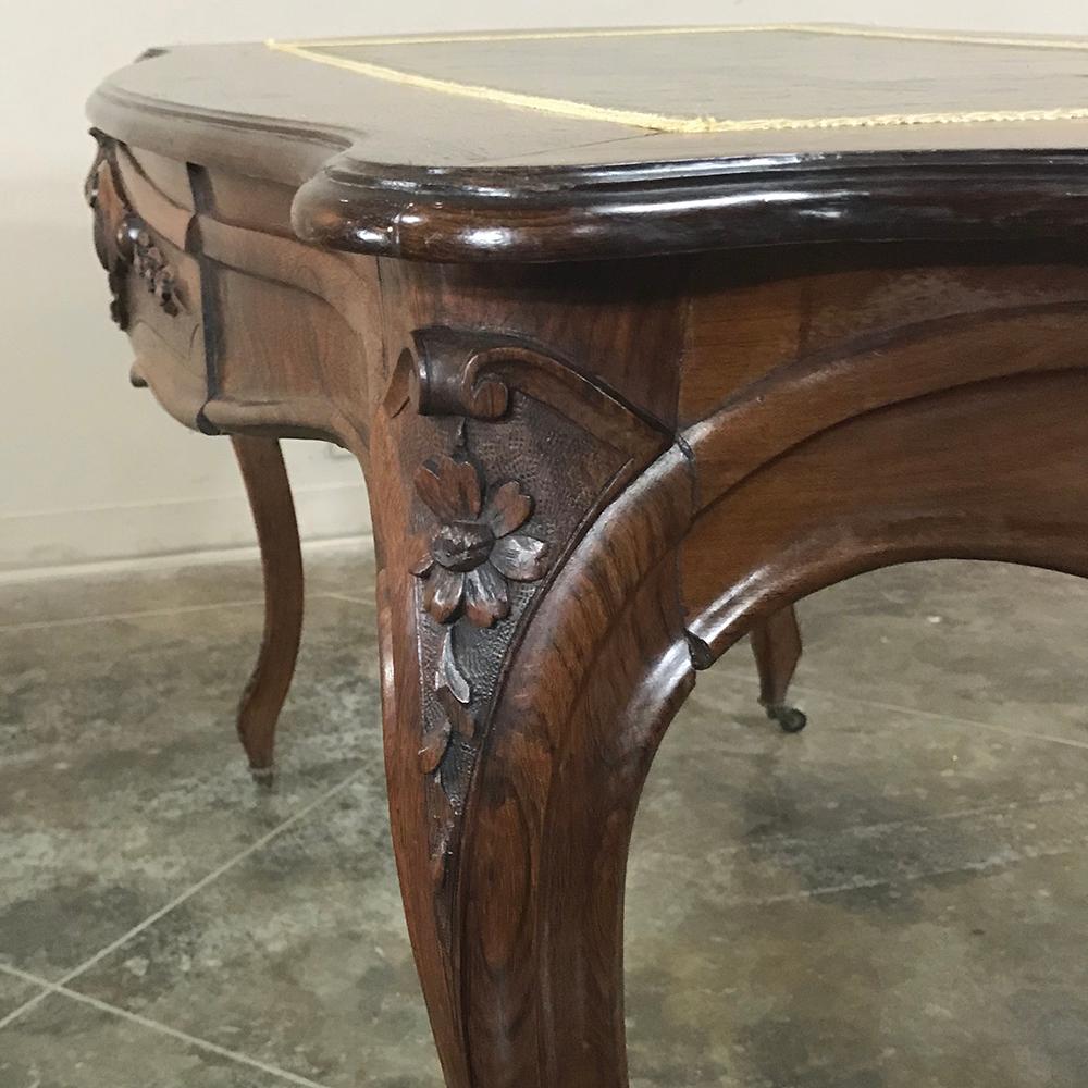 19th Century French Rosewood Leather Top Desk, Writing Table 8
