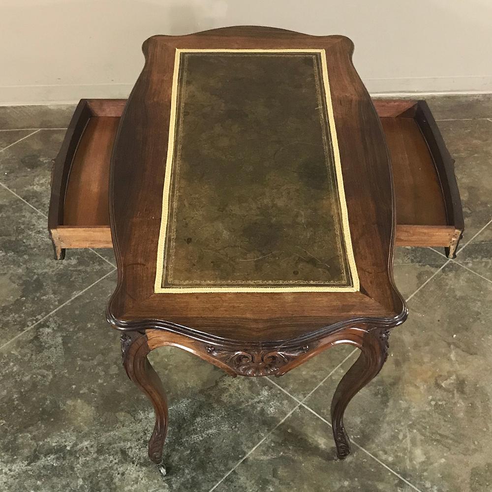 Napoleon III 19th Century French Rosewood Leather Top Desk, Writing Table