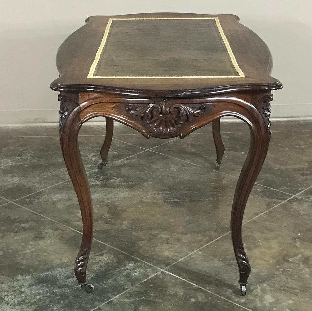 Late 19th Century 19th Century French Rosewood Leather Top Desk, Writing Table