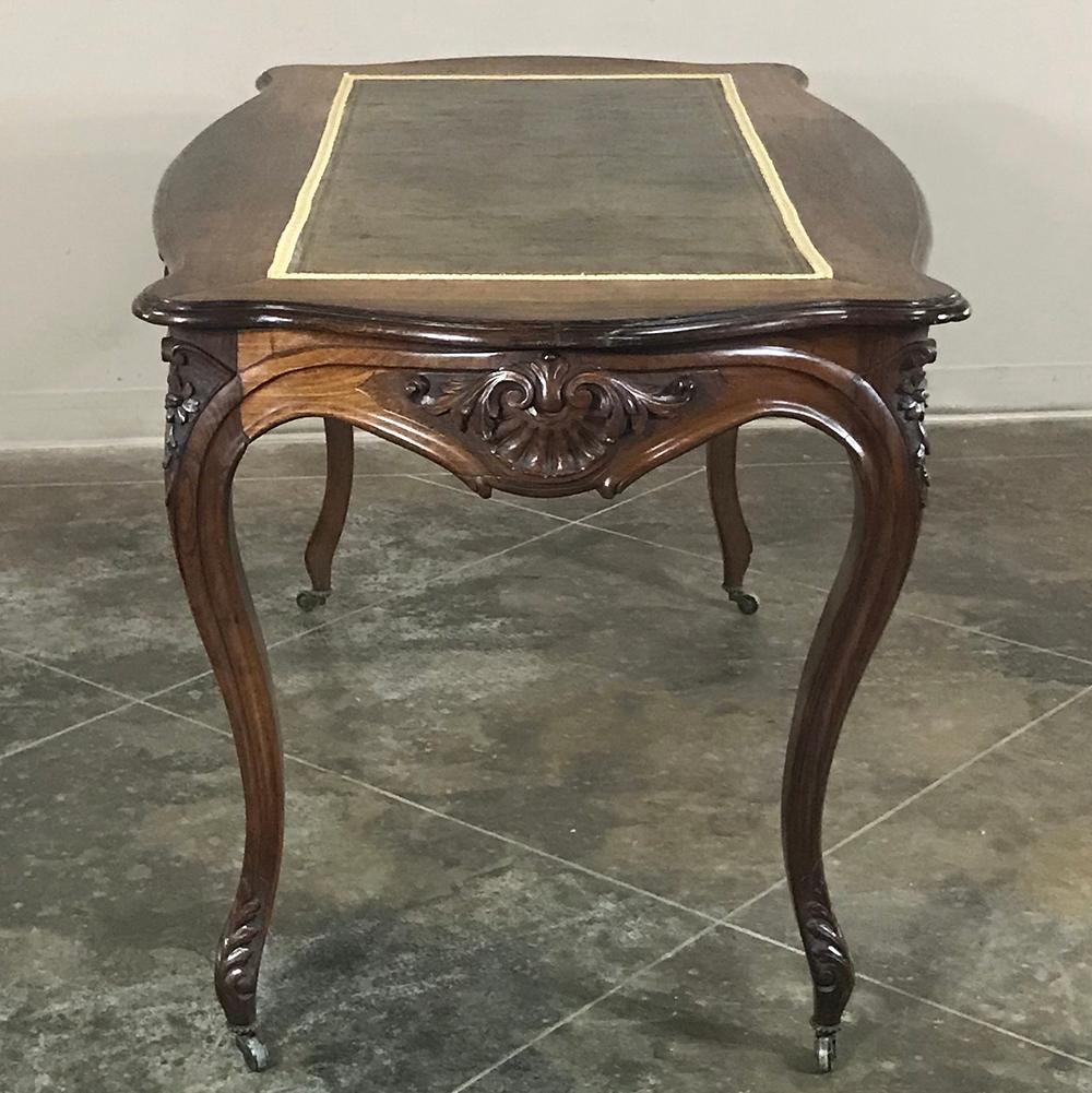 19th Century French Rosewood Leather Top Desk, Writing Table 2