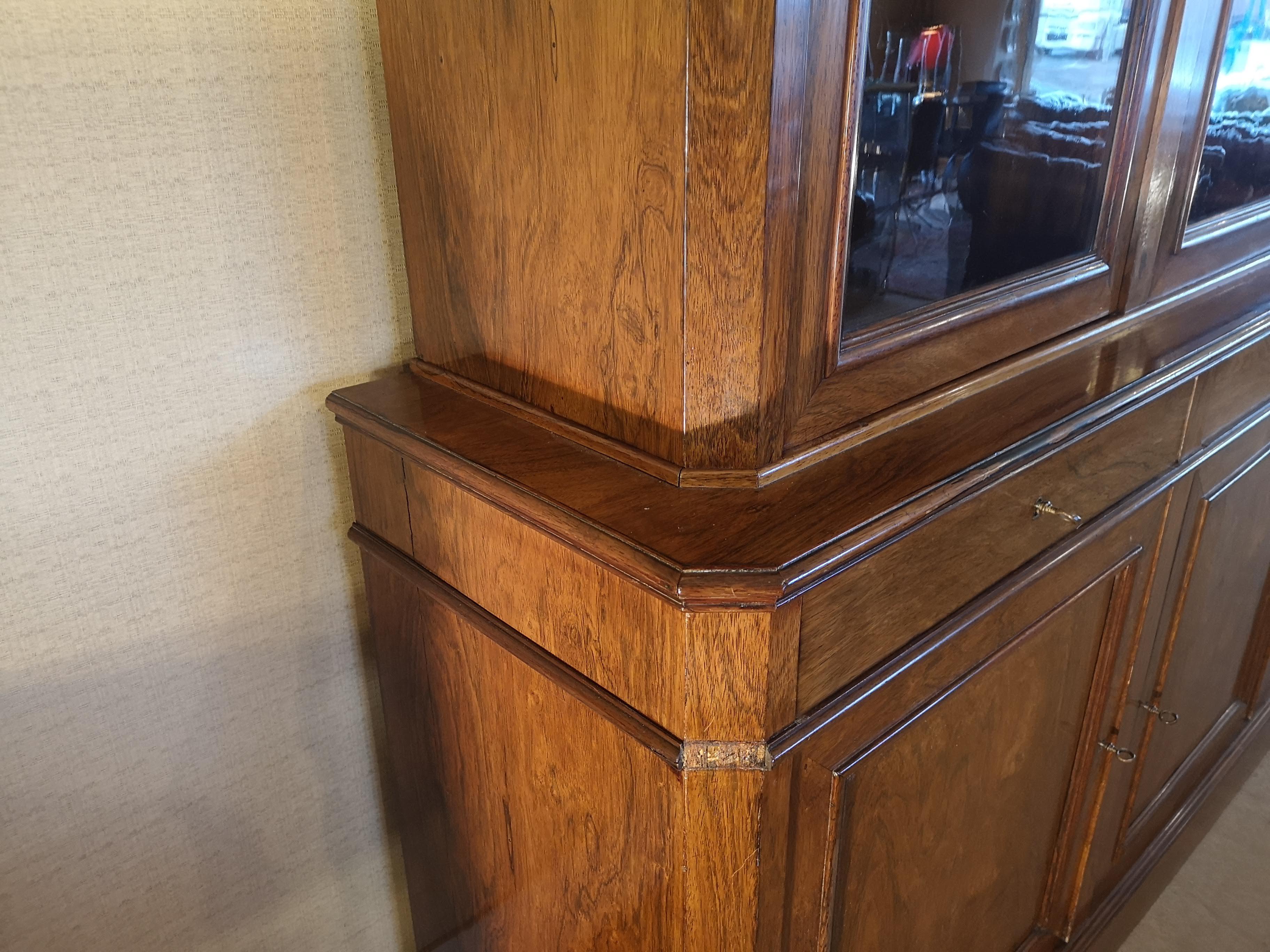 19th Century French Rosewood three doors bookcase For Sale 8