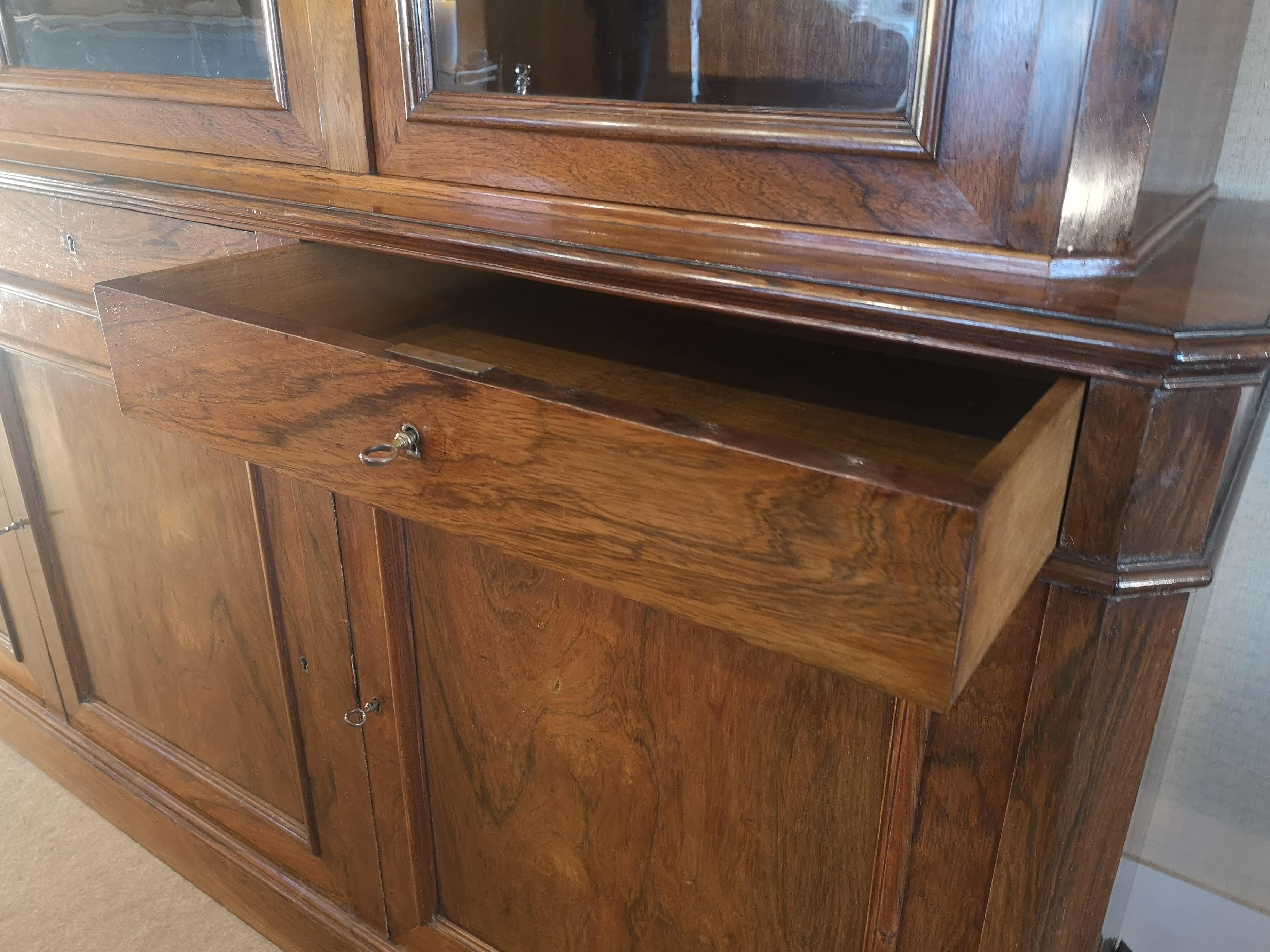19th Century French Rosewood three doors bookcase For Sale 9