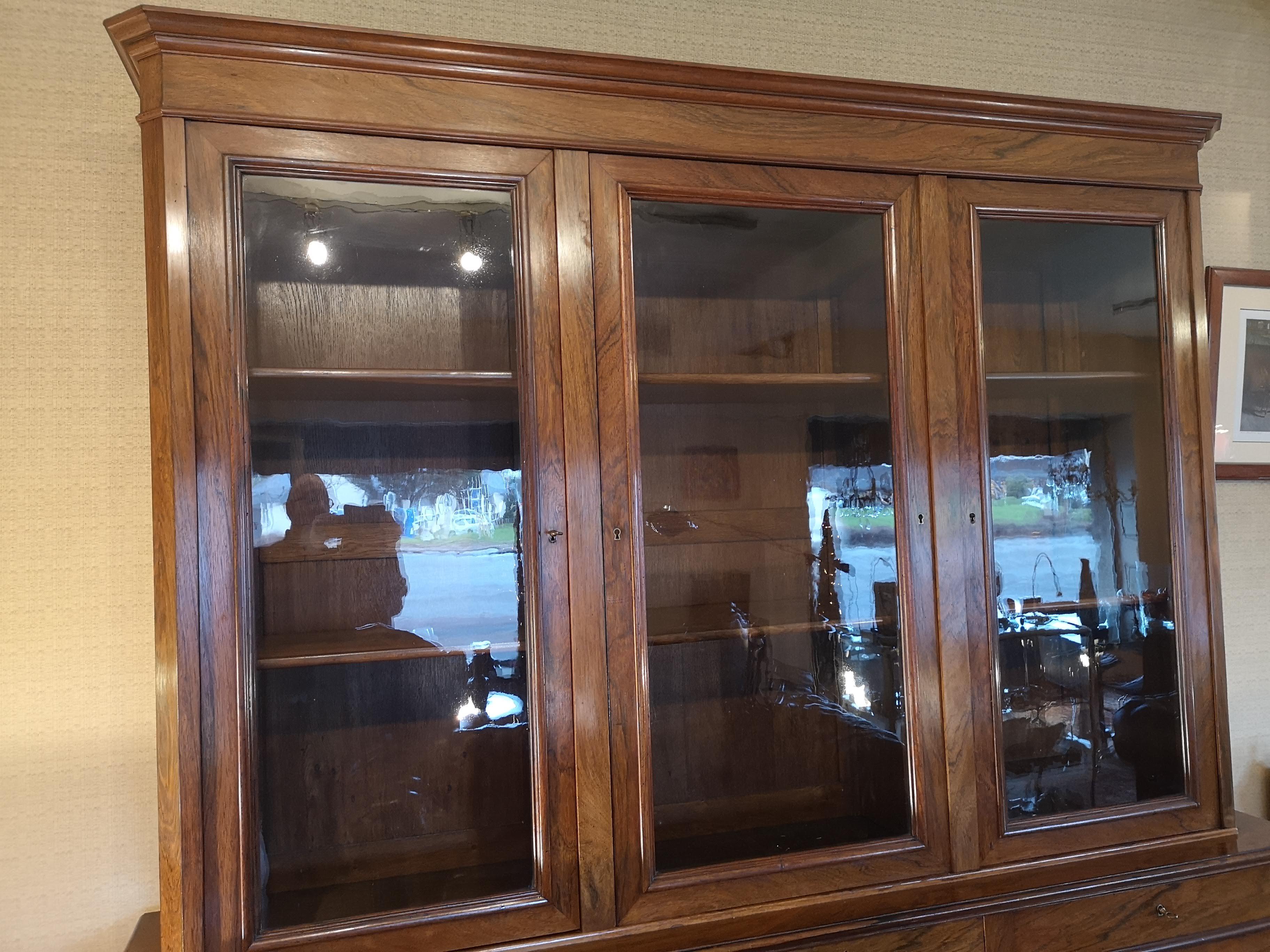 19th Century French Rosewood three doors bookcase For Sale 14