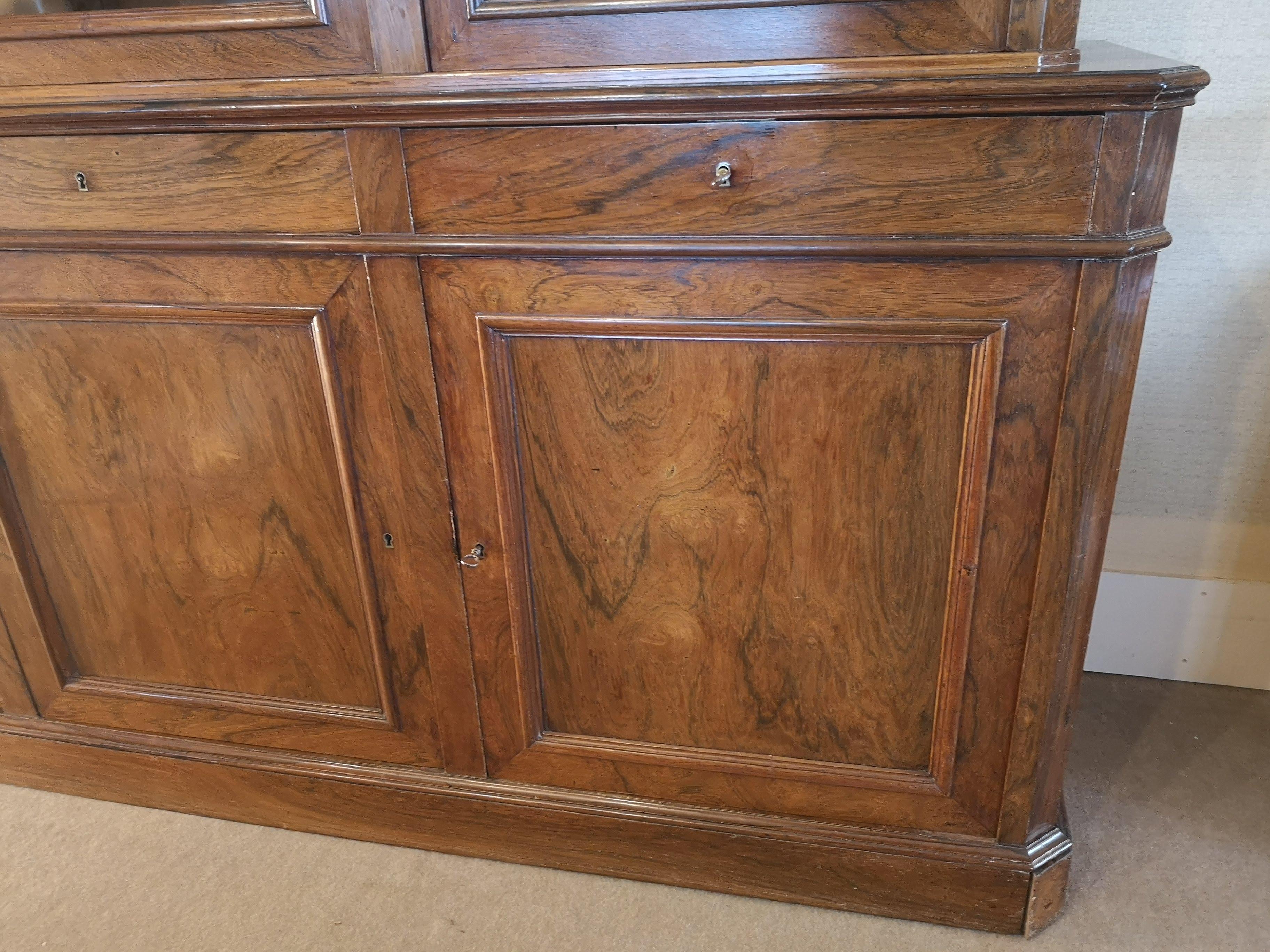 19th Century French Rosewood three doors bookcase For Sale 1