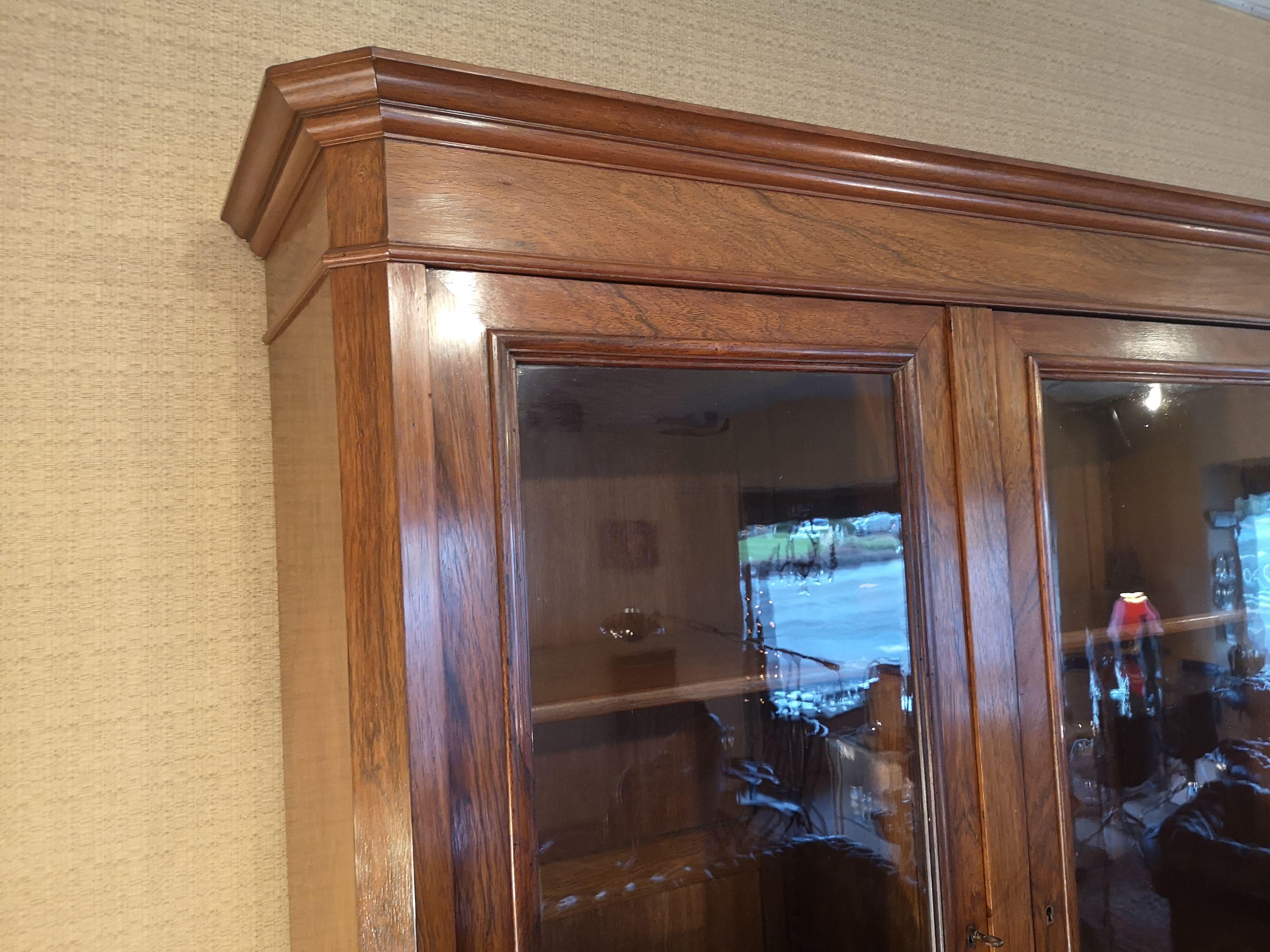 19th Century French Rosewood three doors bookcase For Sale 2