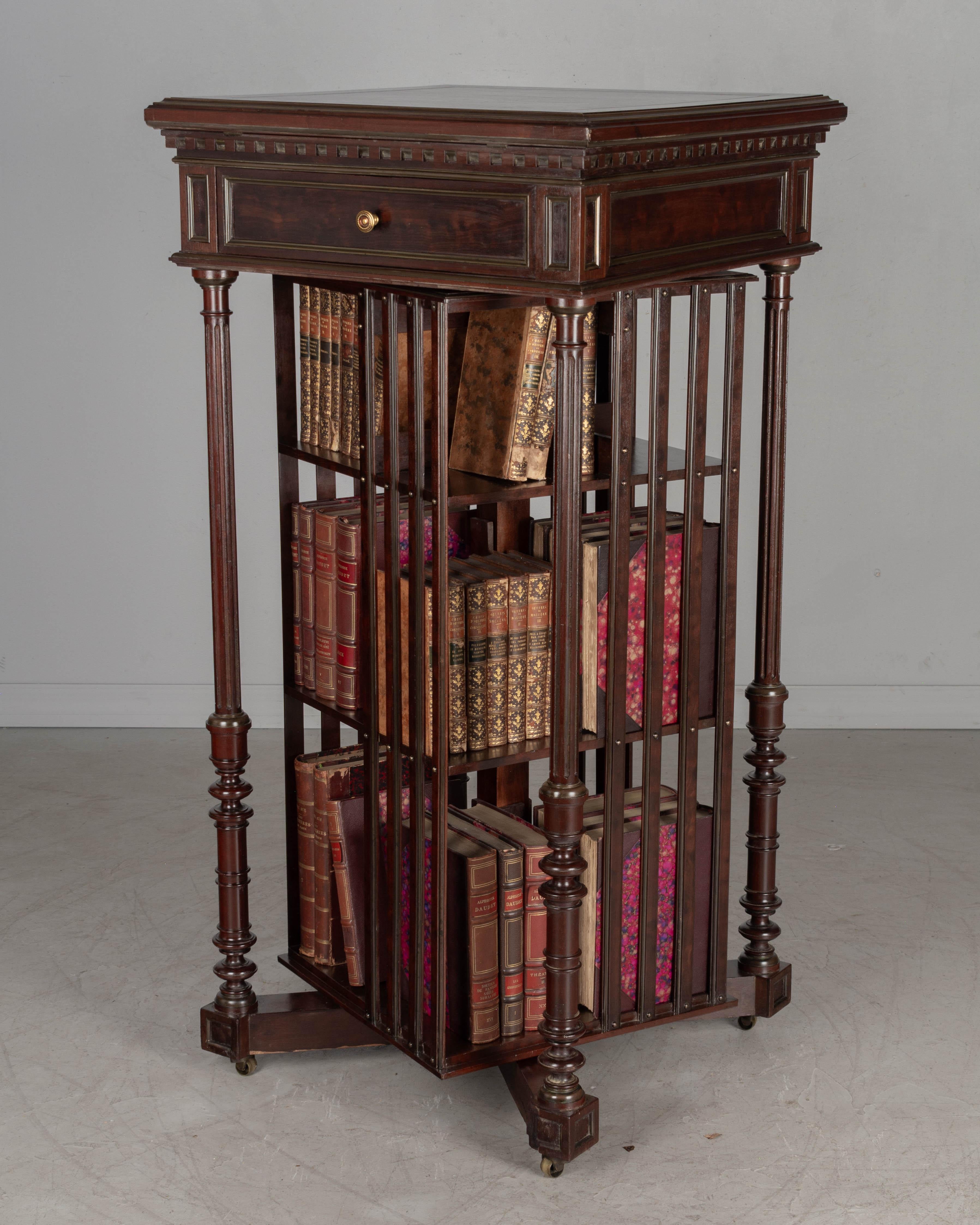 19th Century French Rotating Bookcase by Terquem, Paris In Good Condition For Sale In Winter Park, FL