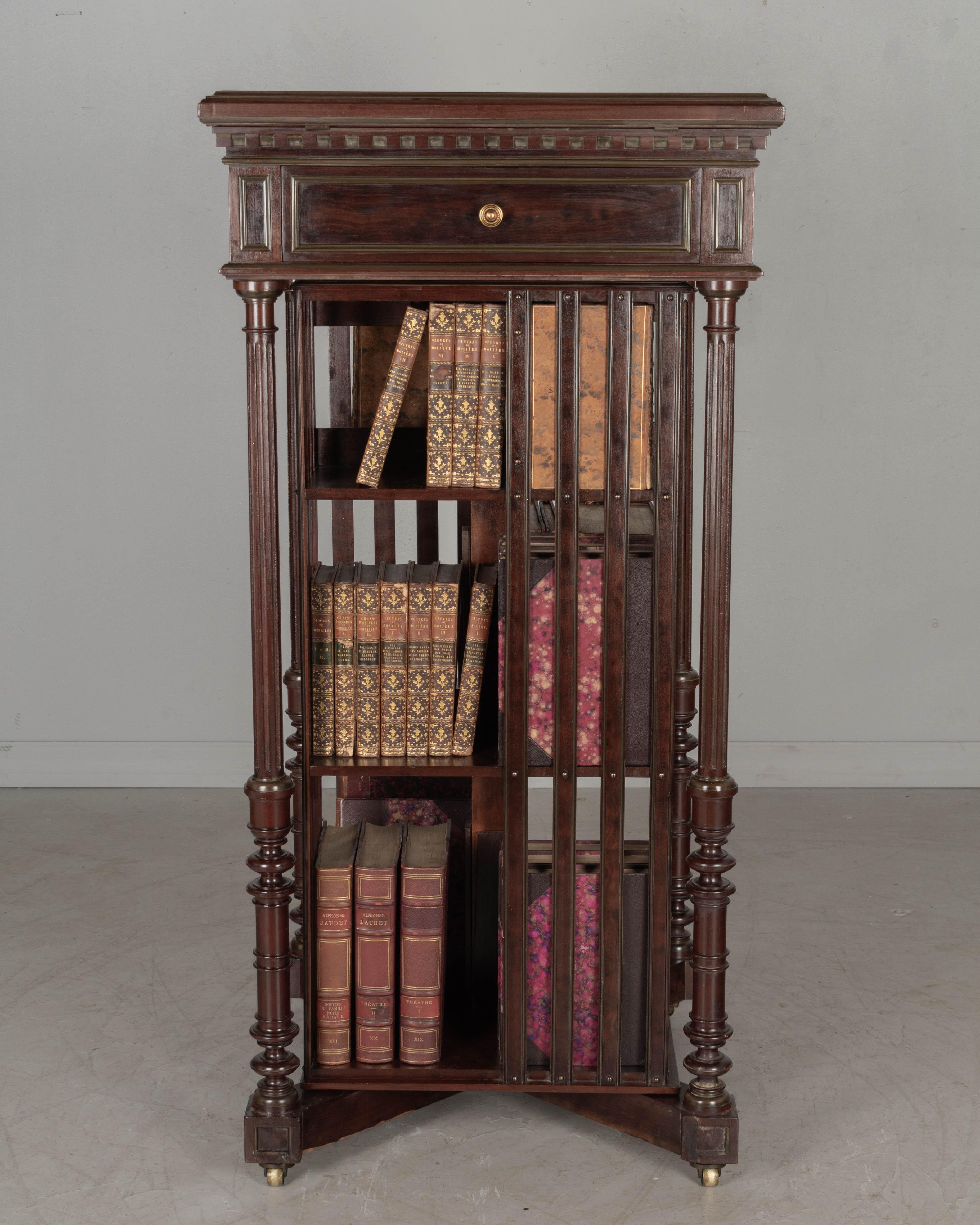 Brass 19th Century French Rotating Bookcase by Terquem, Paris For Sale