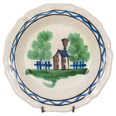 Antique 19th Century French Rouen Ceramic Plate