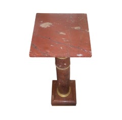 19th Century French Rouge Griotte Marble & Ormolu Pedestal Column