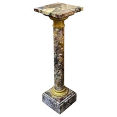 19th Century French Rouge Marble and Gilt Bronze Pedestal
