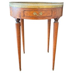 19th Century French Round Carrara Marble Top Bouillotte Side Table