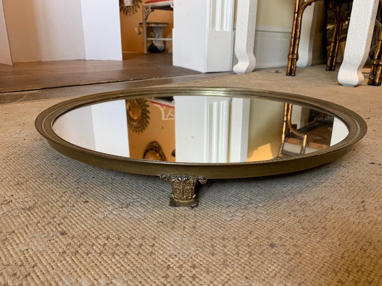 19th Century French Round Gilt Bronze Mirrored Plateau at 1stDibs
