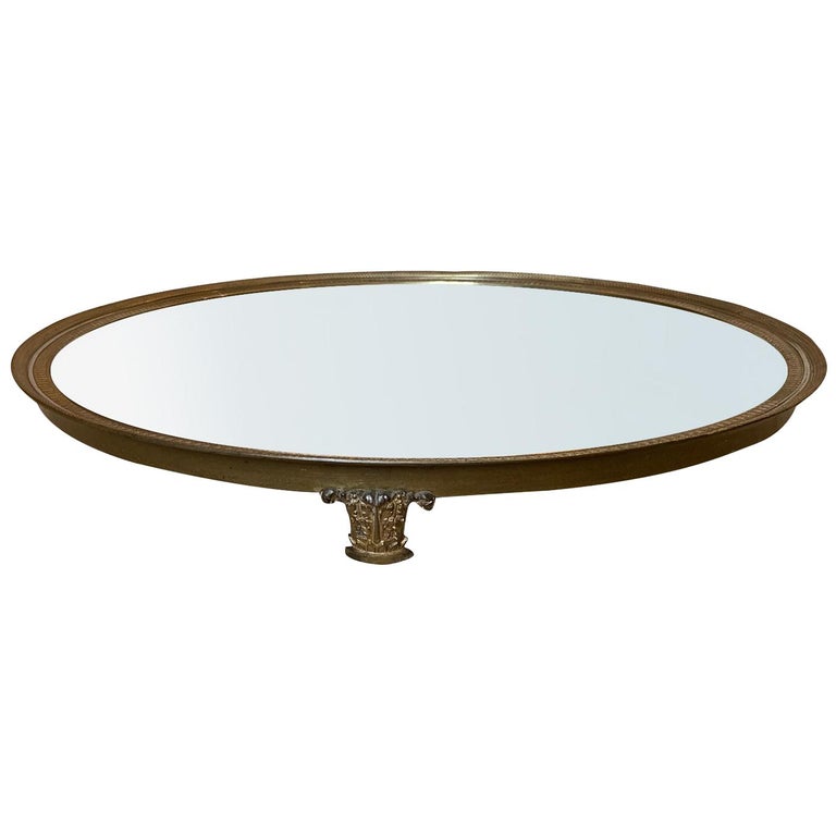 19th Century French Round Gilt Bronze Mirrored Plateau at 1stDibs