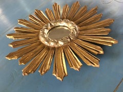 19th Century French Round Giltwood Mirror "Soleil"