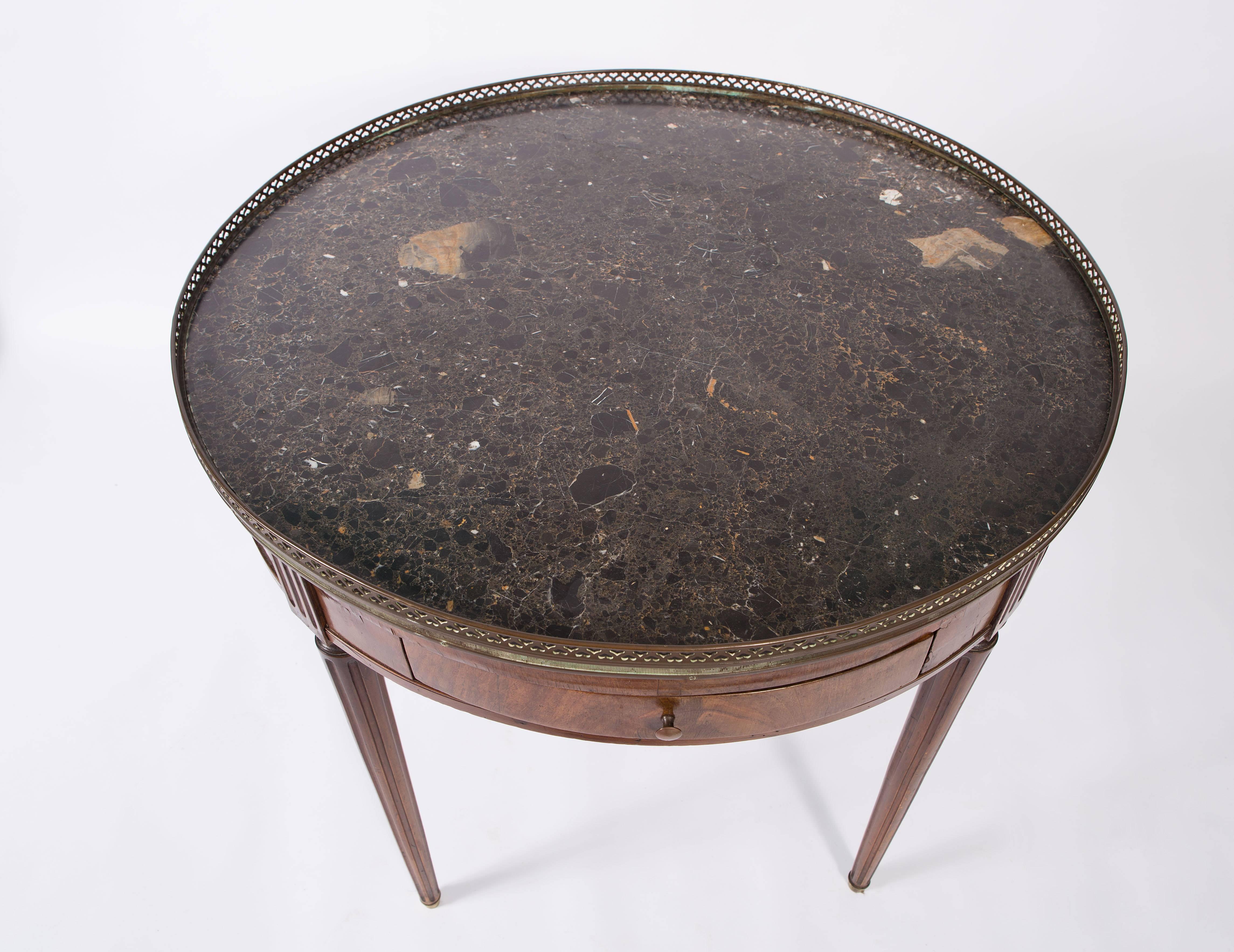 19th Century French Round Mahogany Side Table with Marble Top 12