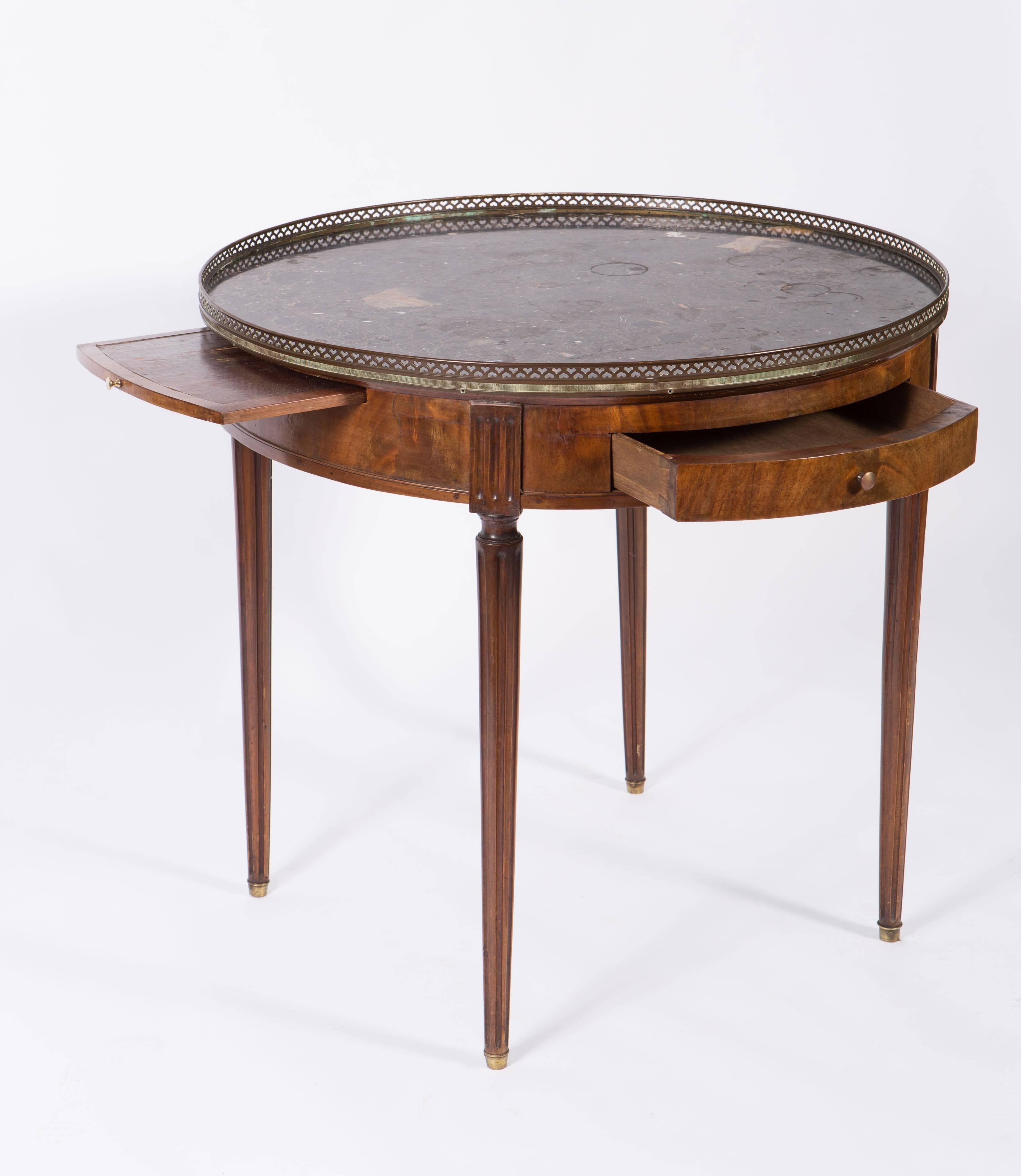 19th Century French Round Mahogany Side Table with Marble Top In Good Condition In Nashville, TN