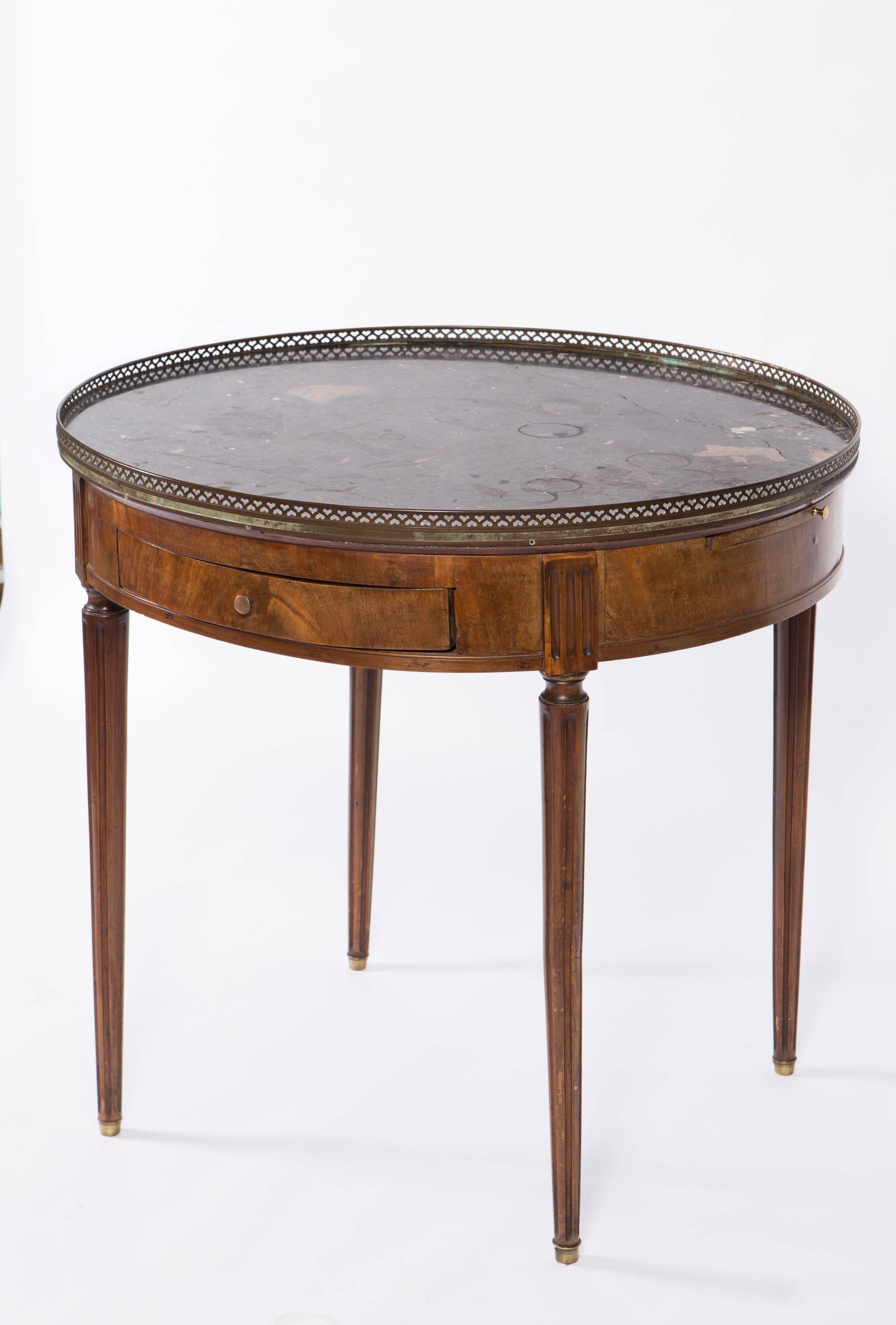 19th Century French Round Mahogany Side Table with Marble Top 1