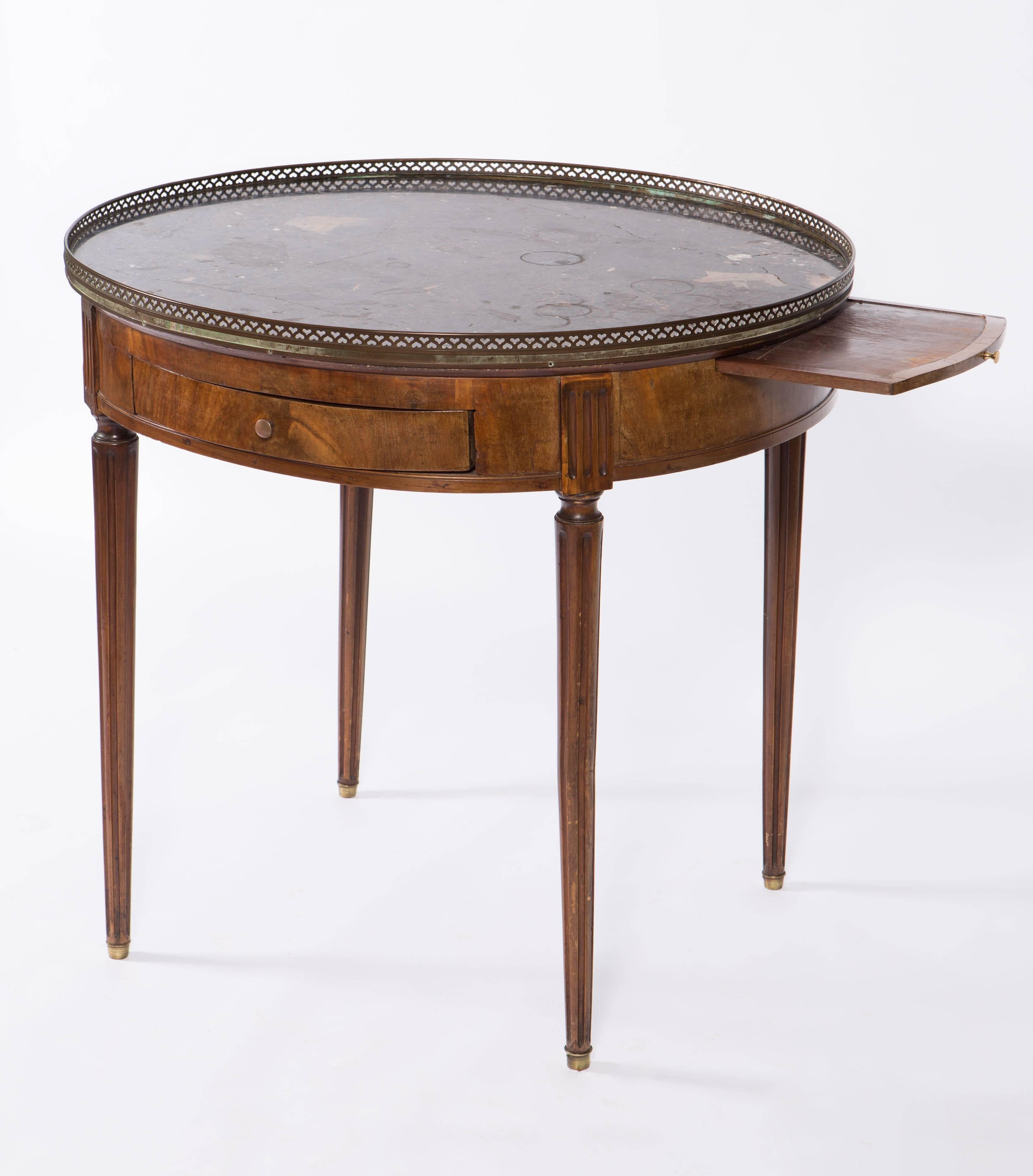 19th Century French Round Mahogany Side Table with Marble Top 2