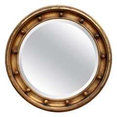 19th Century French Round Mirror with Ball Decorations
