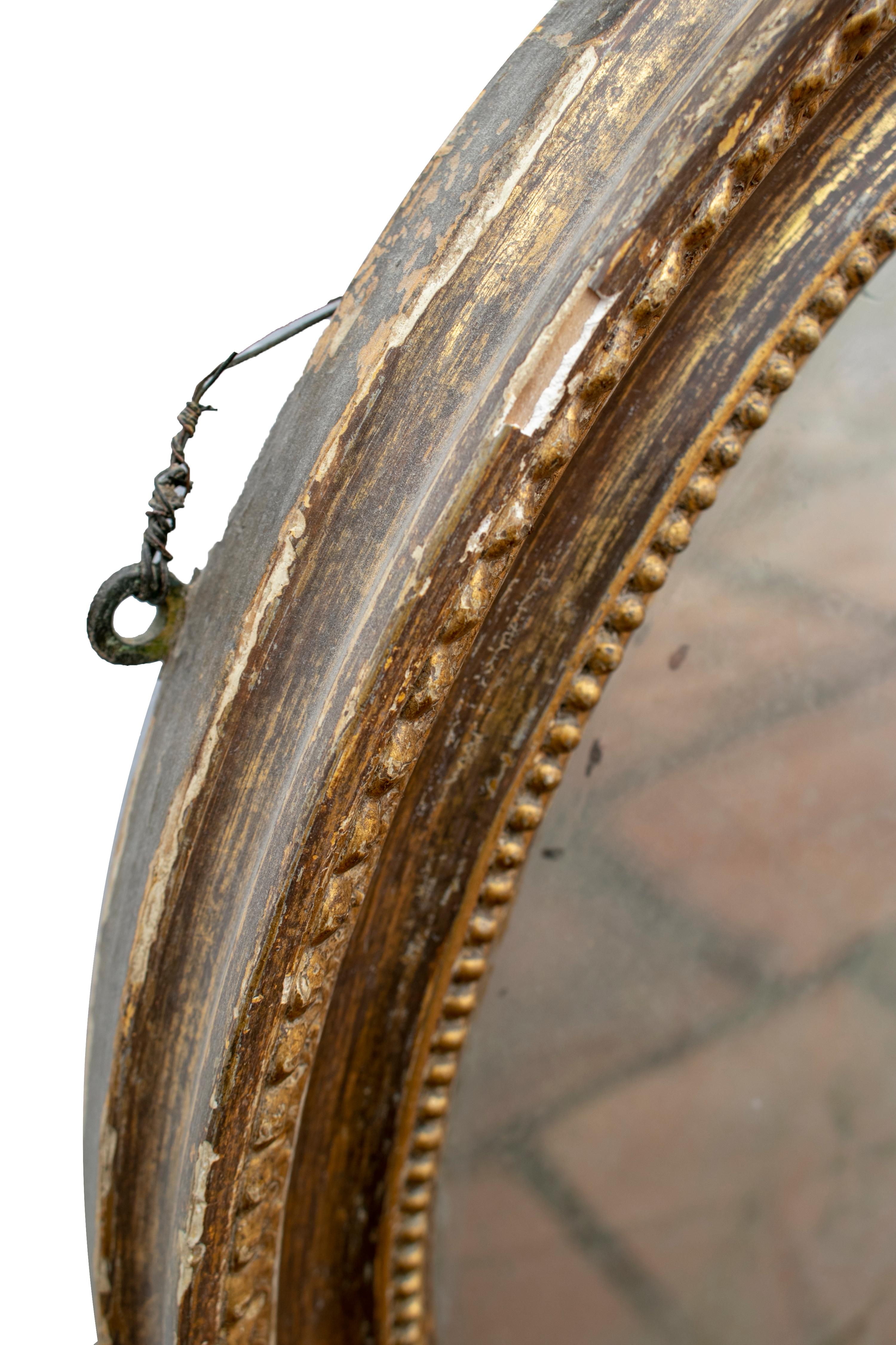 18th Century and Earlier 19th Century French Round Mirror with Gilt Frame