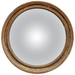 19th Century French Round Mirror with Gilt Frame