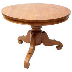 Antique 19th Century French Round Pedestal Table of Solid Cherry